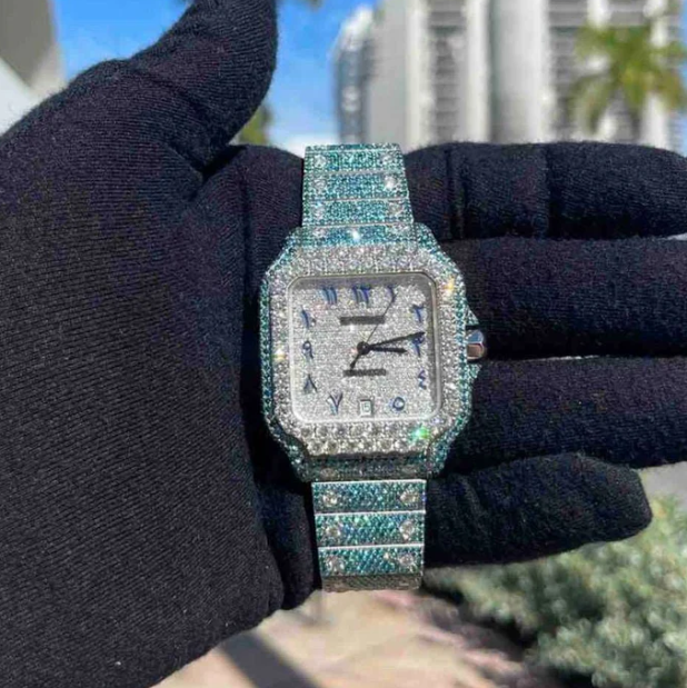 Bust Down Cartier Watch 41MM BLUE ICED Cartier BUST DOWN WATCH