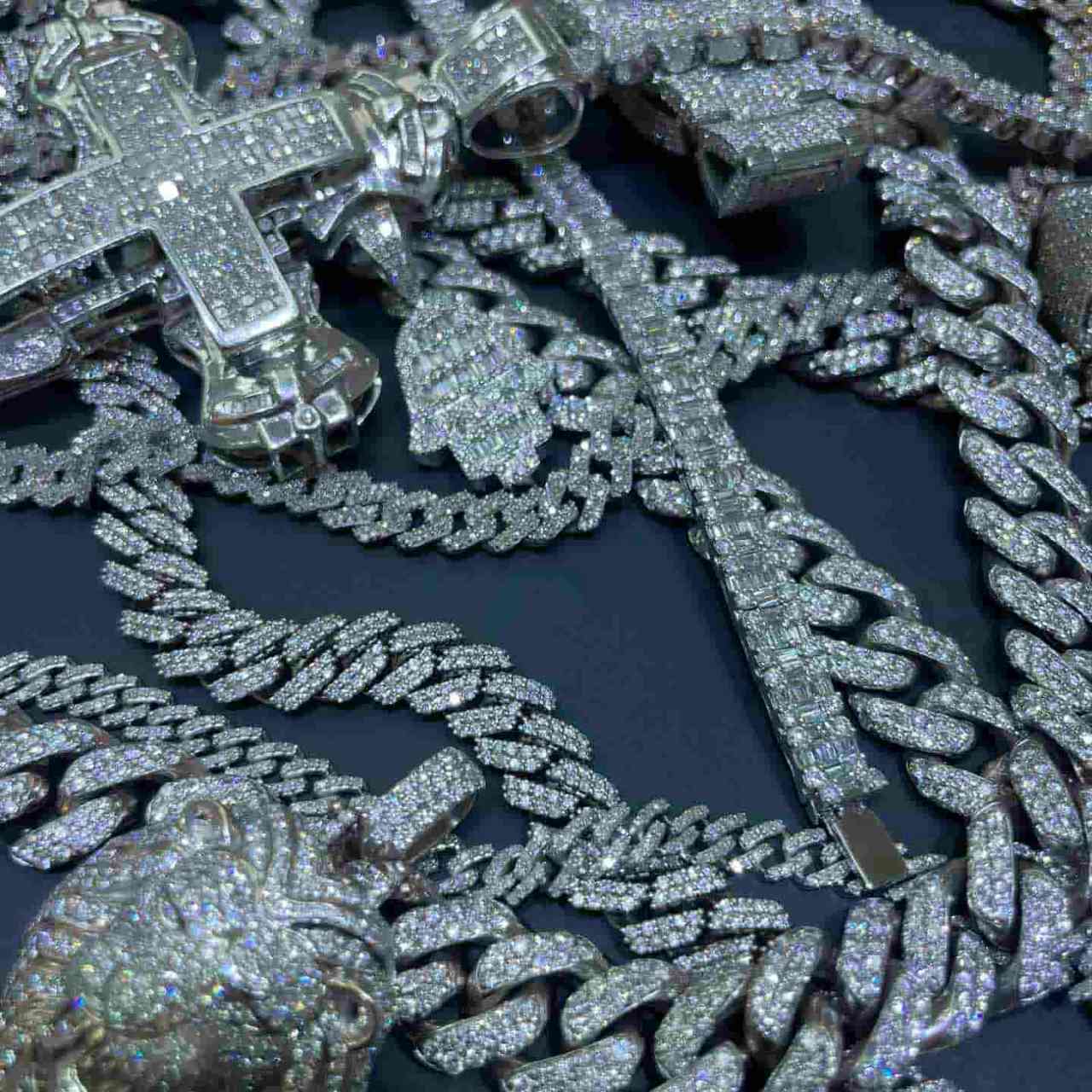 Diamond Iced Out Chains VVS1 Diamond Bust Down 14k Byzantine Chain