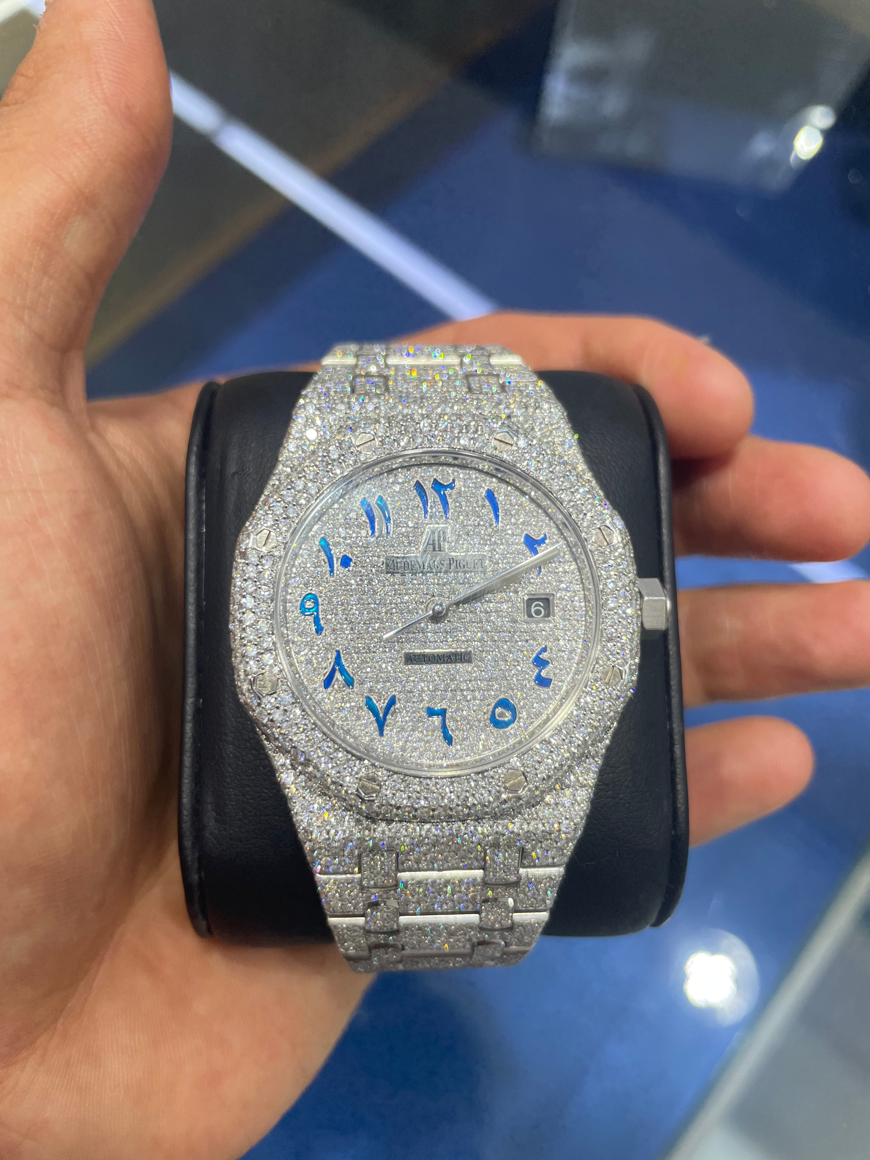 42 cts Bustdown VS-1 Audemars Piguet "AP" | Blue Arabic Dial | Iced Out