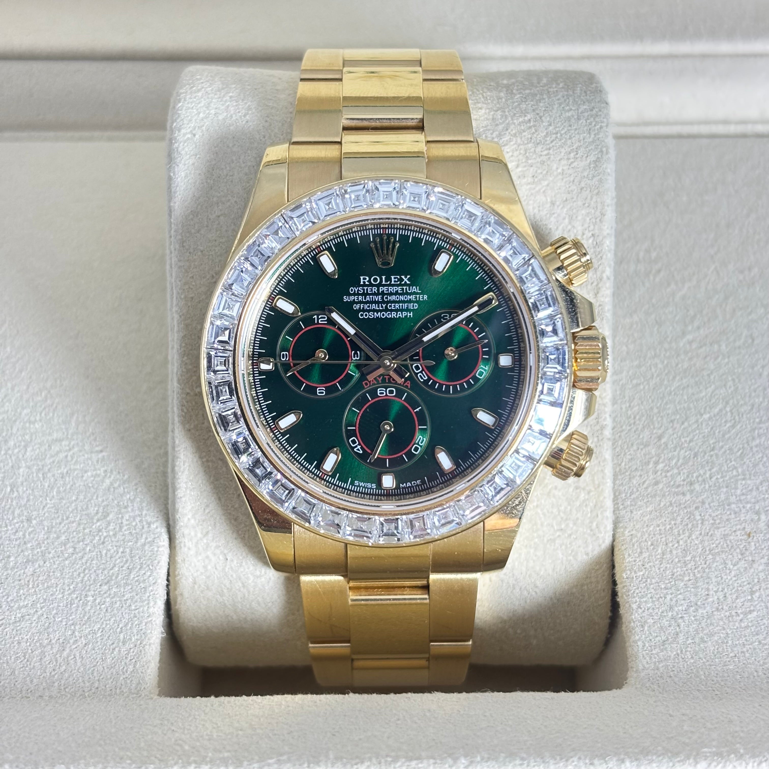 Pre-Owned Rolex Daytona 40MM Yellow Gold Baguette Bezel Ref.126508