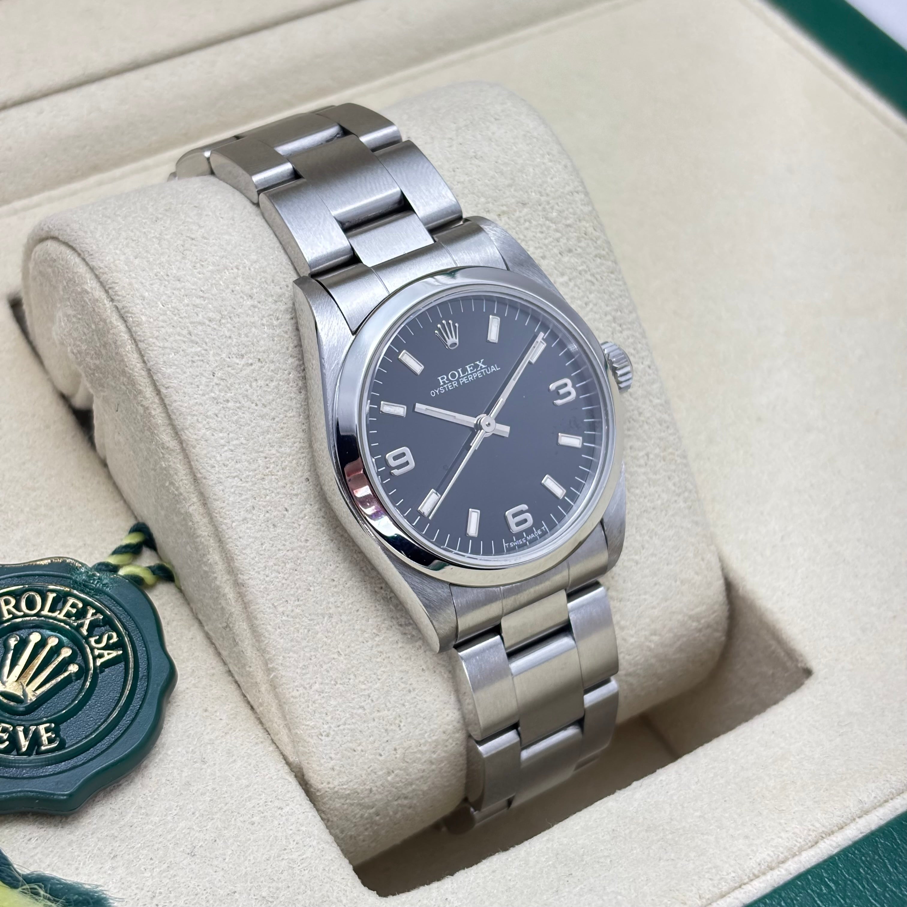 31MM ROLEX OYSTER PERPETUAL “MIDSIZE” BLACK DIAL (NON DATE)