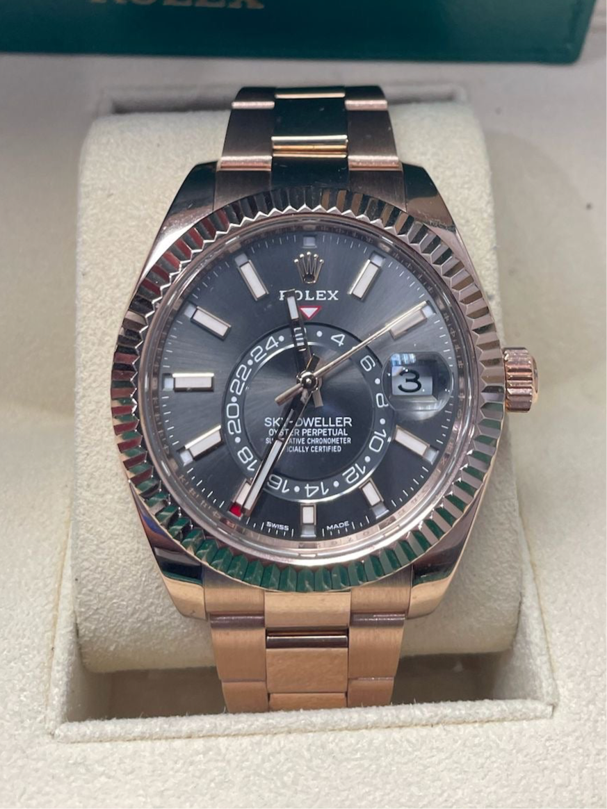 ROLEX SKY-DWELLER 42MM REF. 326935 ROSE GOLD / OYSTER BRACELET / SLATE GREY DIAL