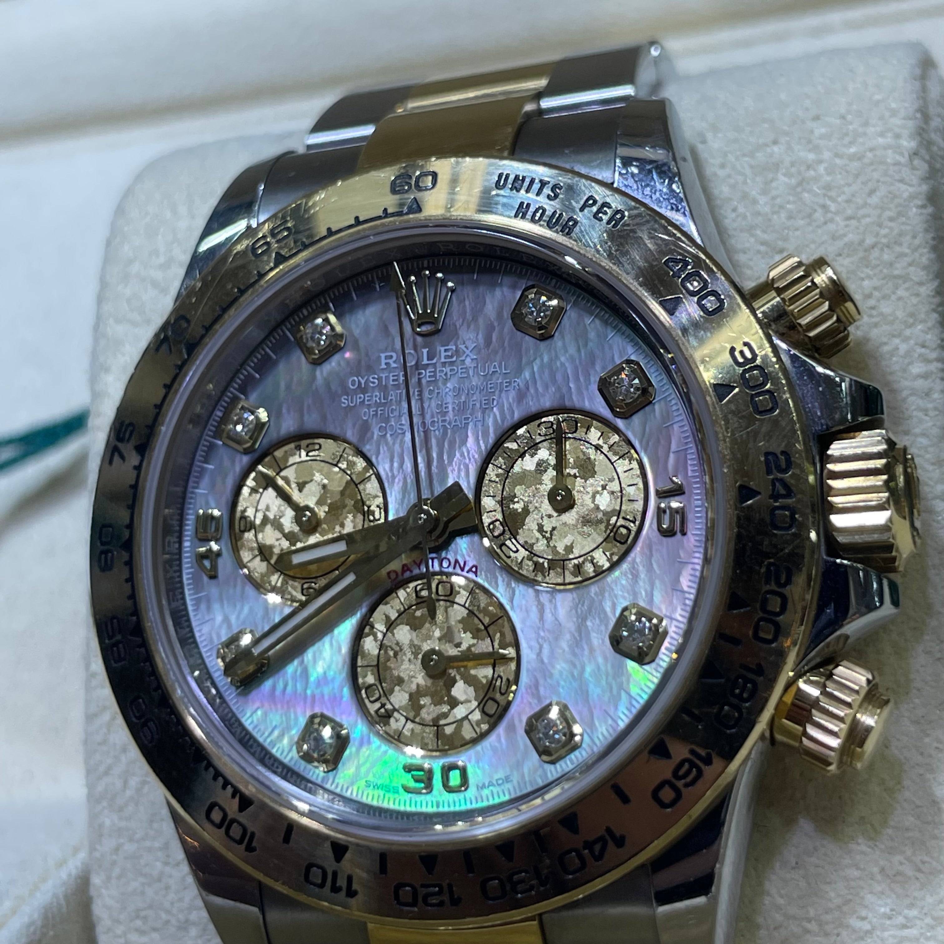 40mm Rolex Daytona Black Mother of Pearl Diamond Tahitian Dial | #116503