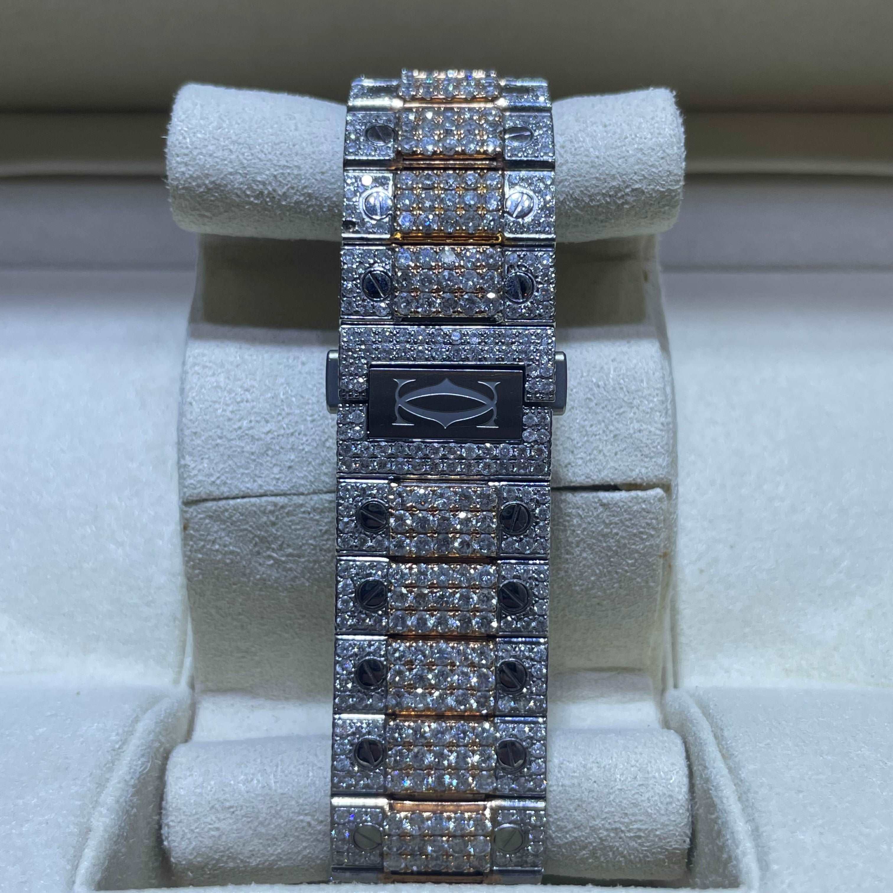 41mm Iced Out Cartier Watch Rose Gold | Roman | Santos XL | Rose Gold