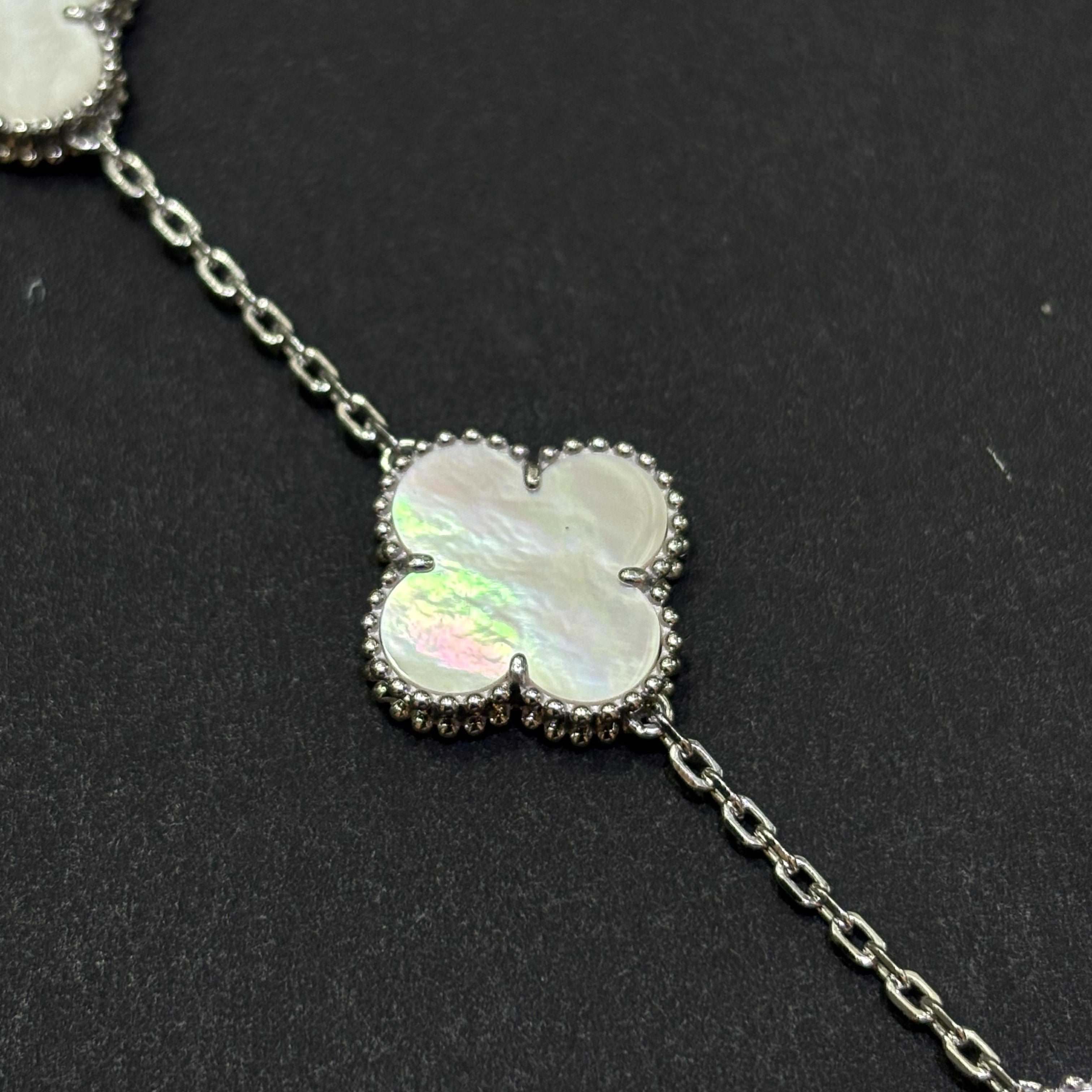 14k 8" Custom Gold White Clover Bracelet