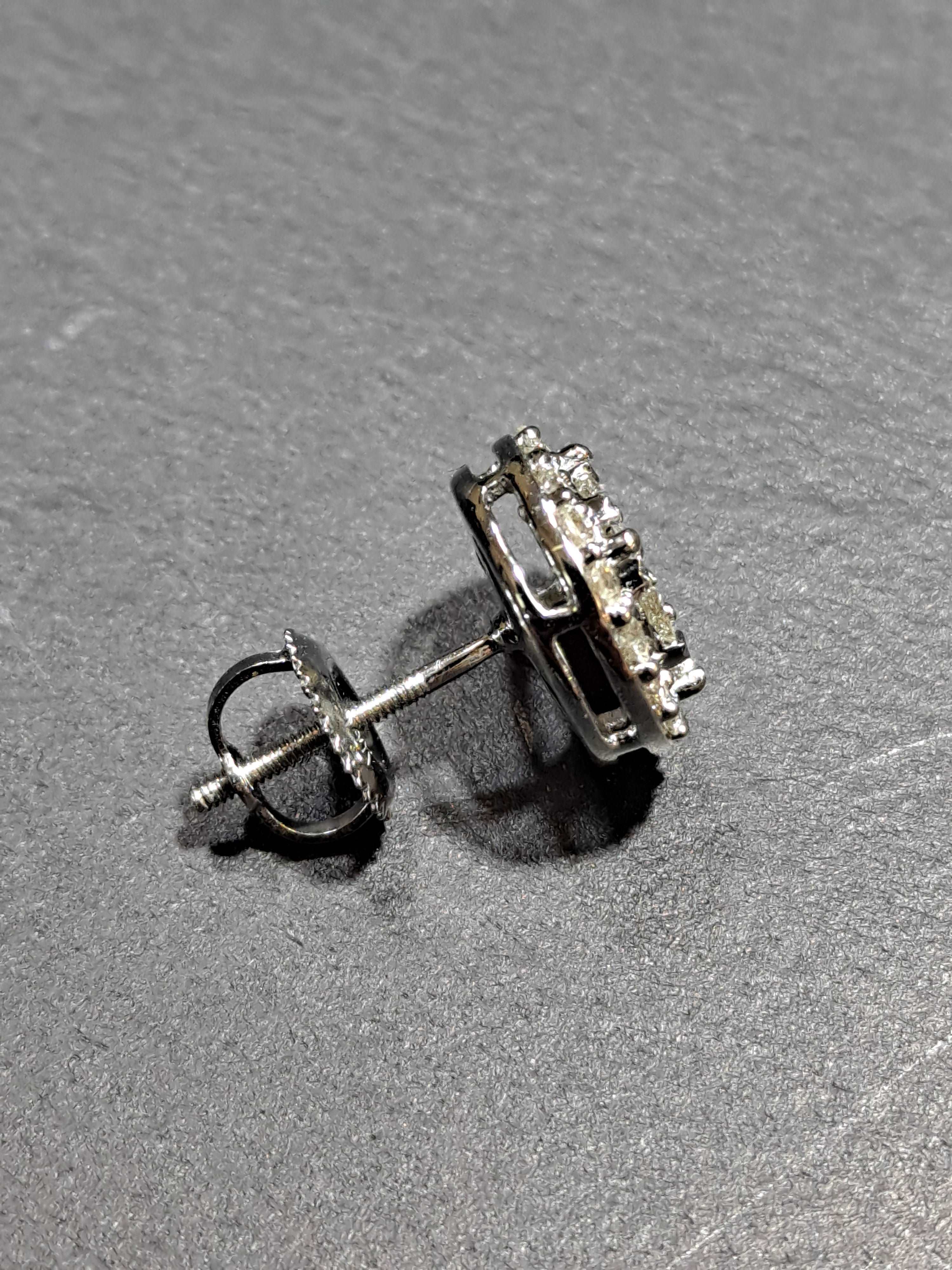 12mm 14k white gold "large" 2 .25 cts natural diamond clusters vs-1 earrings