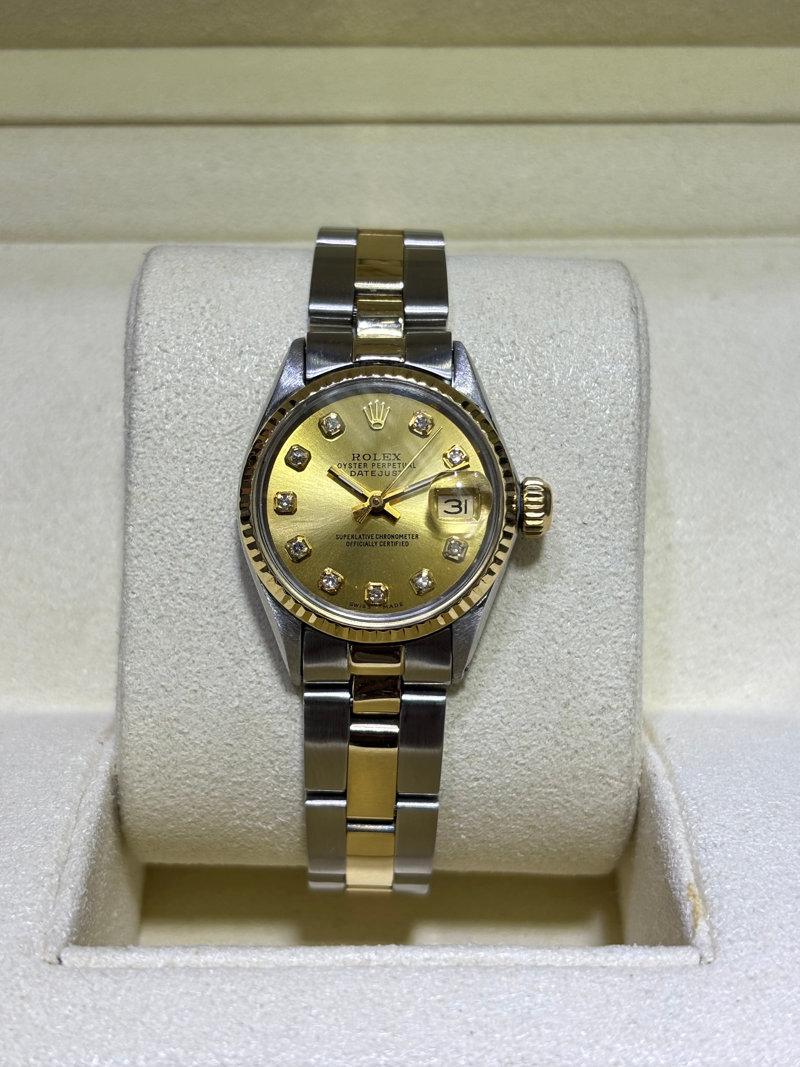 26MM ROLEX DATEJUST | 18KT YLW TWO-TONE | OYSTER-BRACELET | CHAMPAGNE DIAMOND DIAL