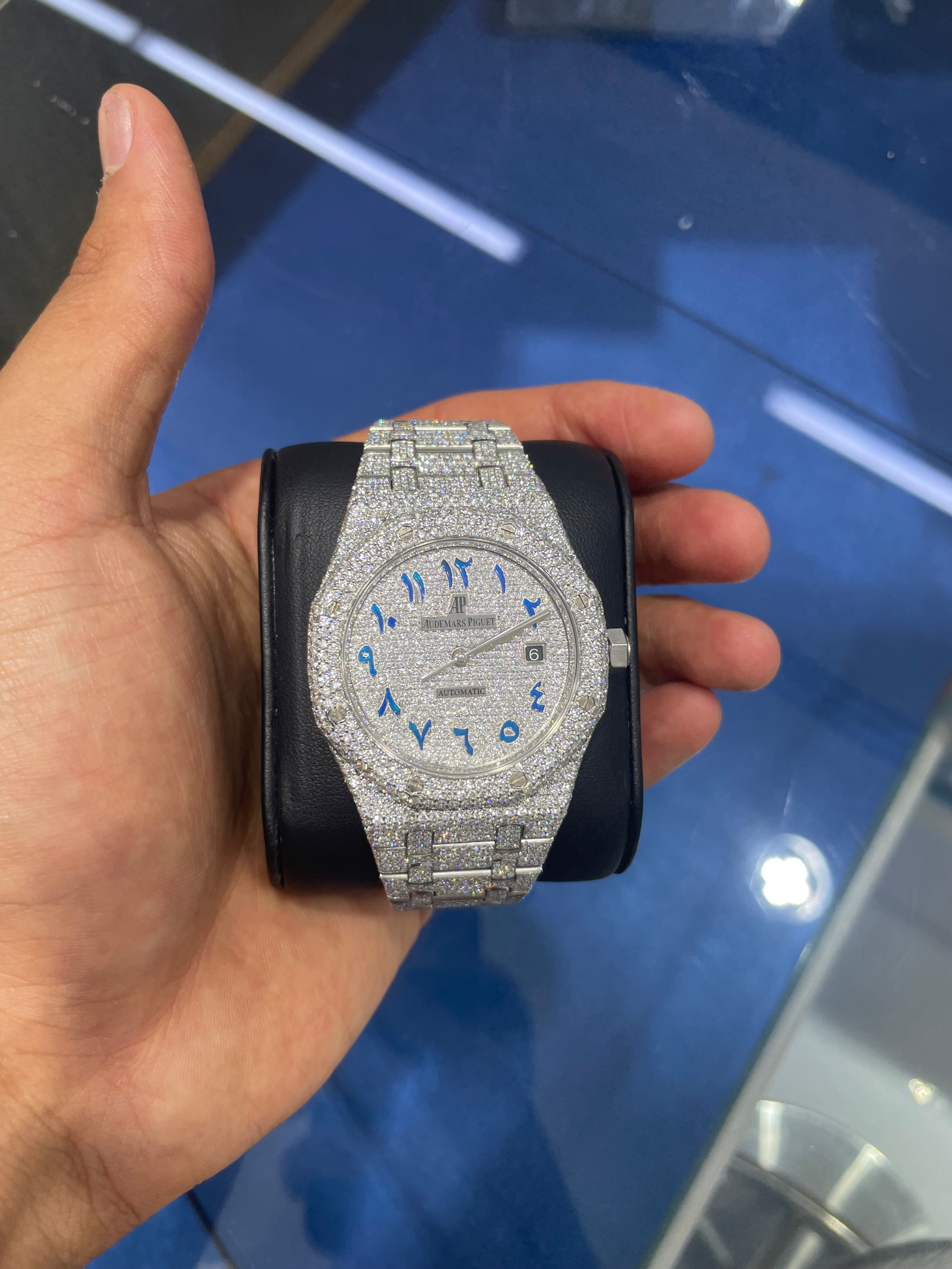 42 cts Bustdown VS-1 Audemars Piguet "AP" | Blue Arabic Dial | Iced Out