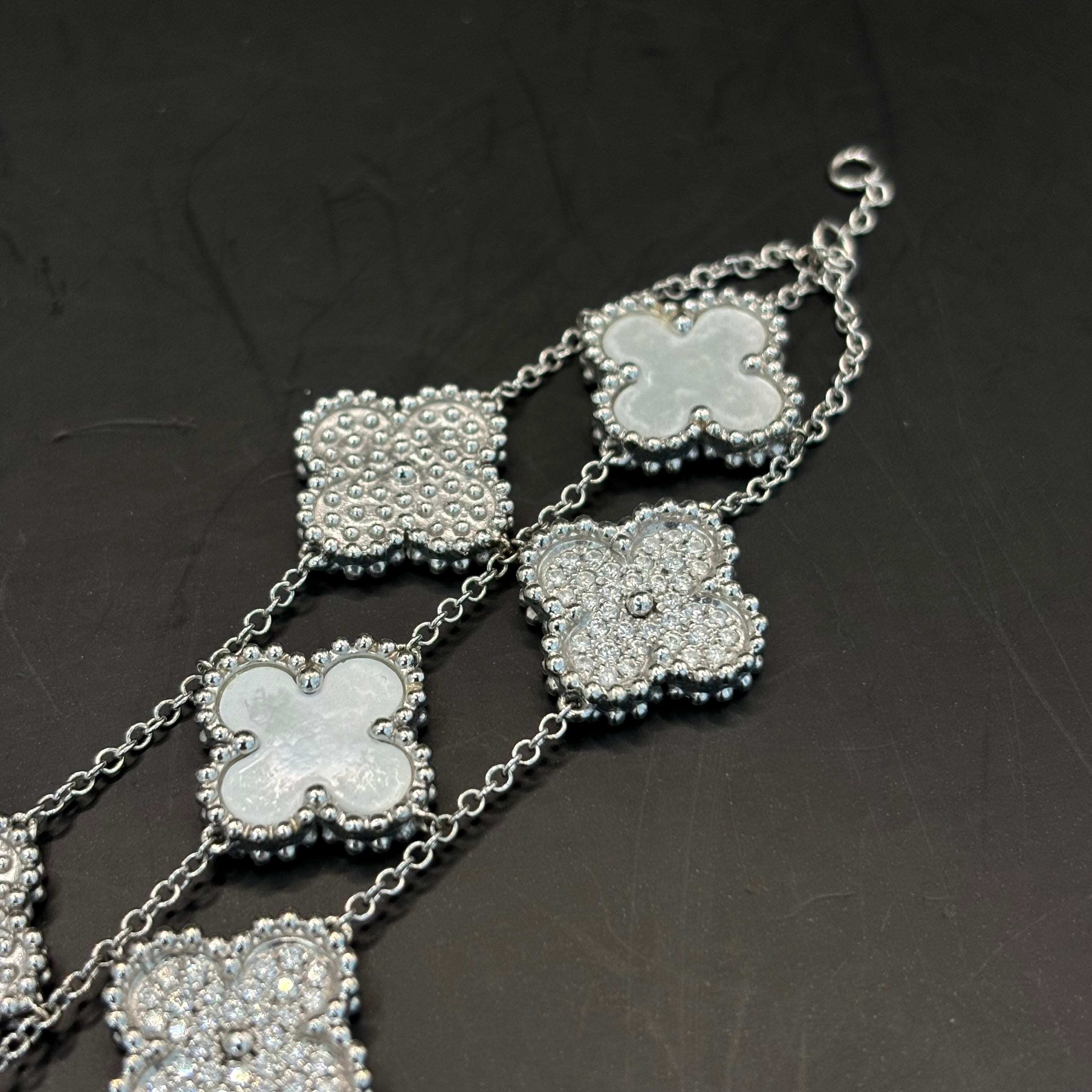 14k Custom Diamond Clover Bracelet