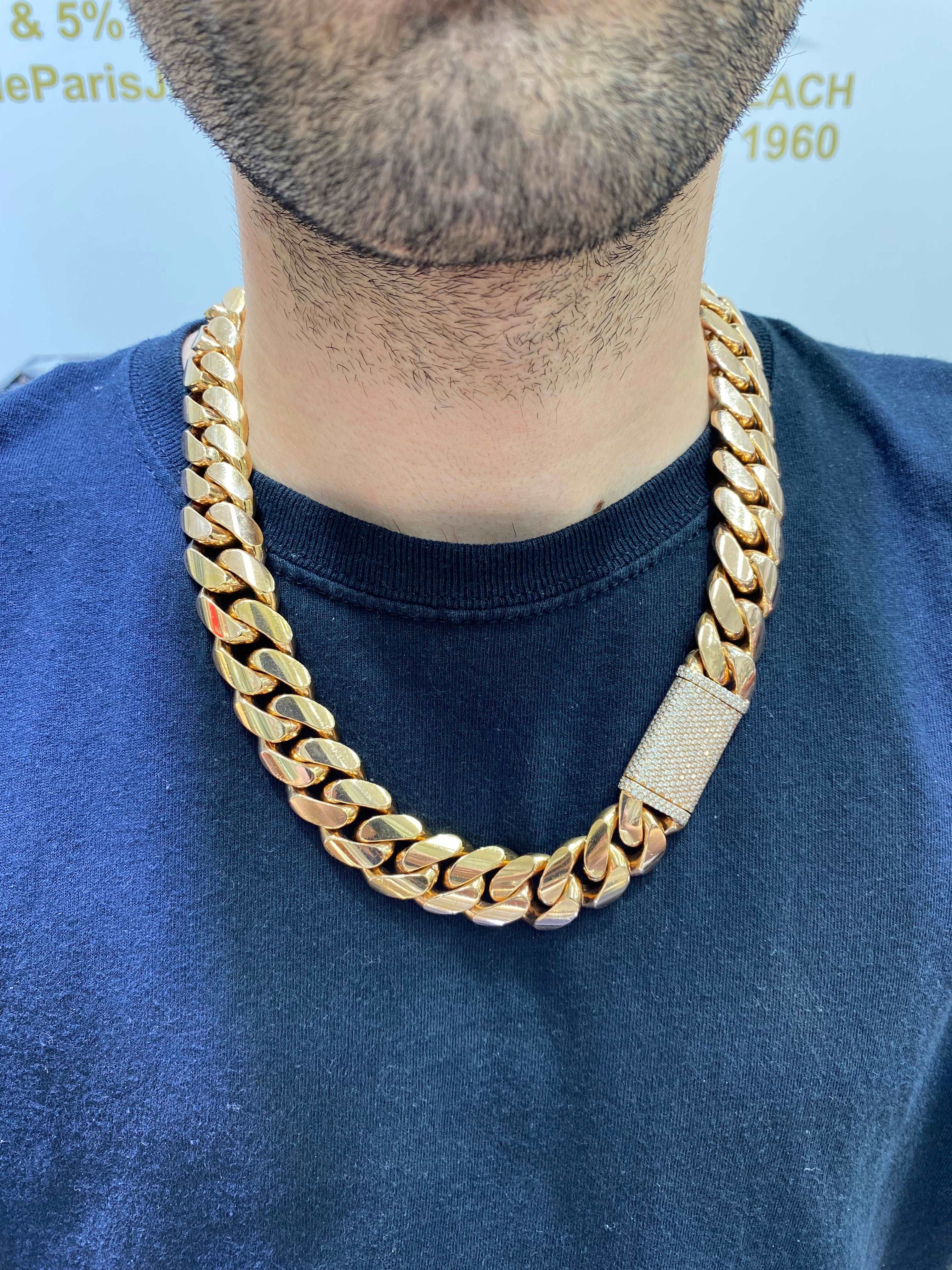 10k 21mm rose gold heavy miami cuban link chain 523 grams vs1 diamond clasp