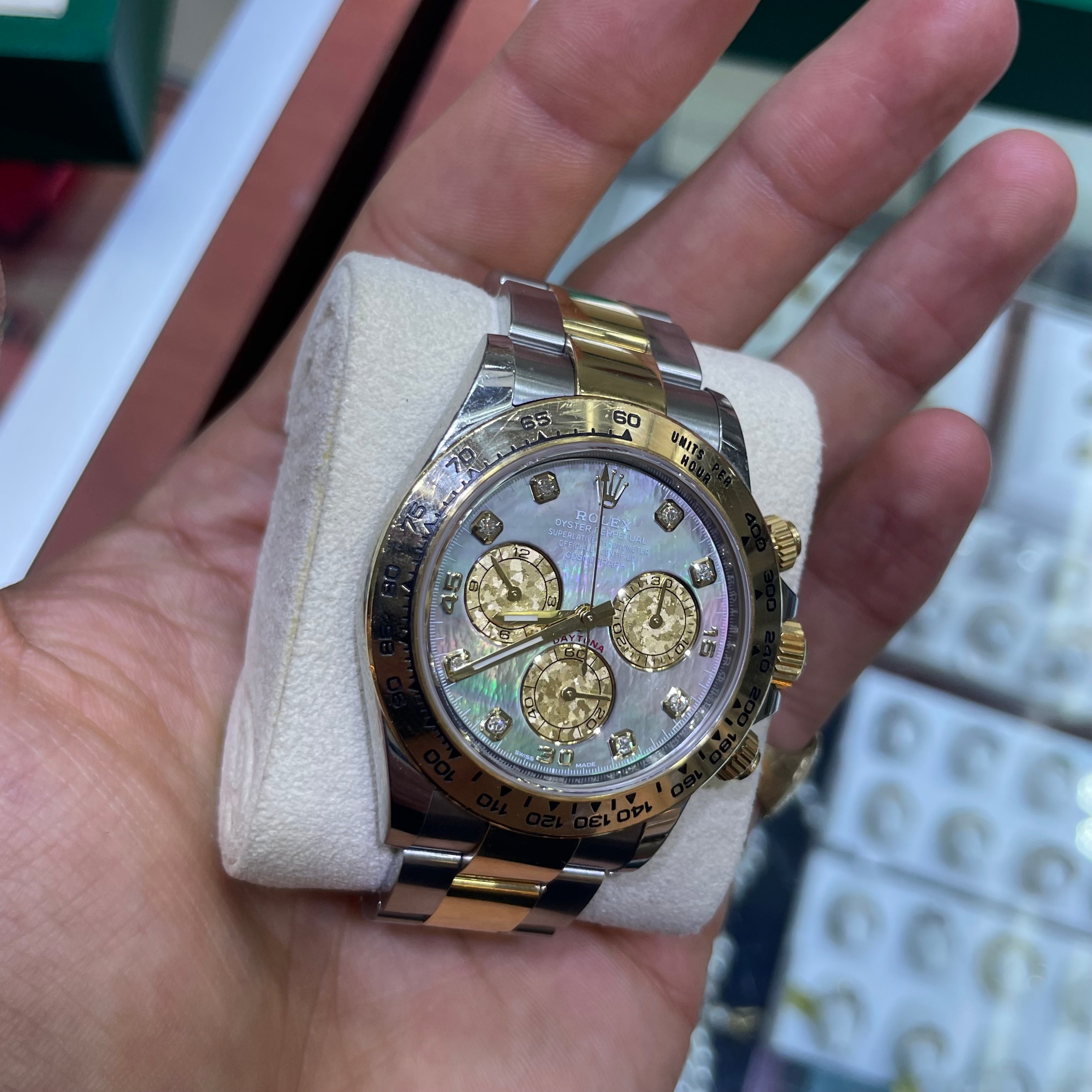 40mm Rolex Daytona Black Mother of Pearl Diamond Tahitian Dial | #116503