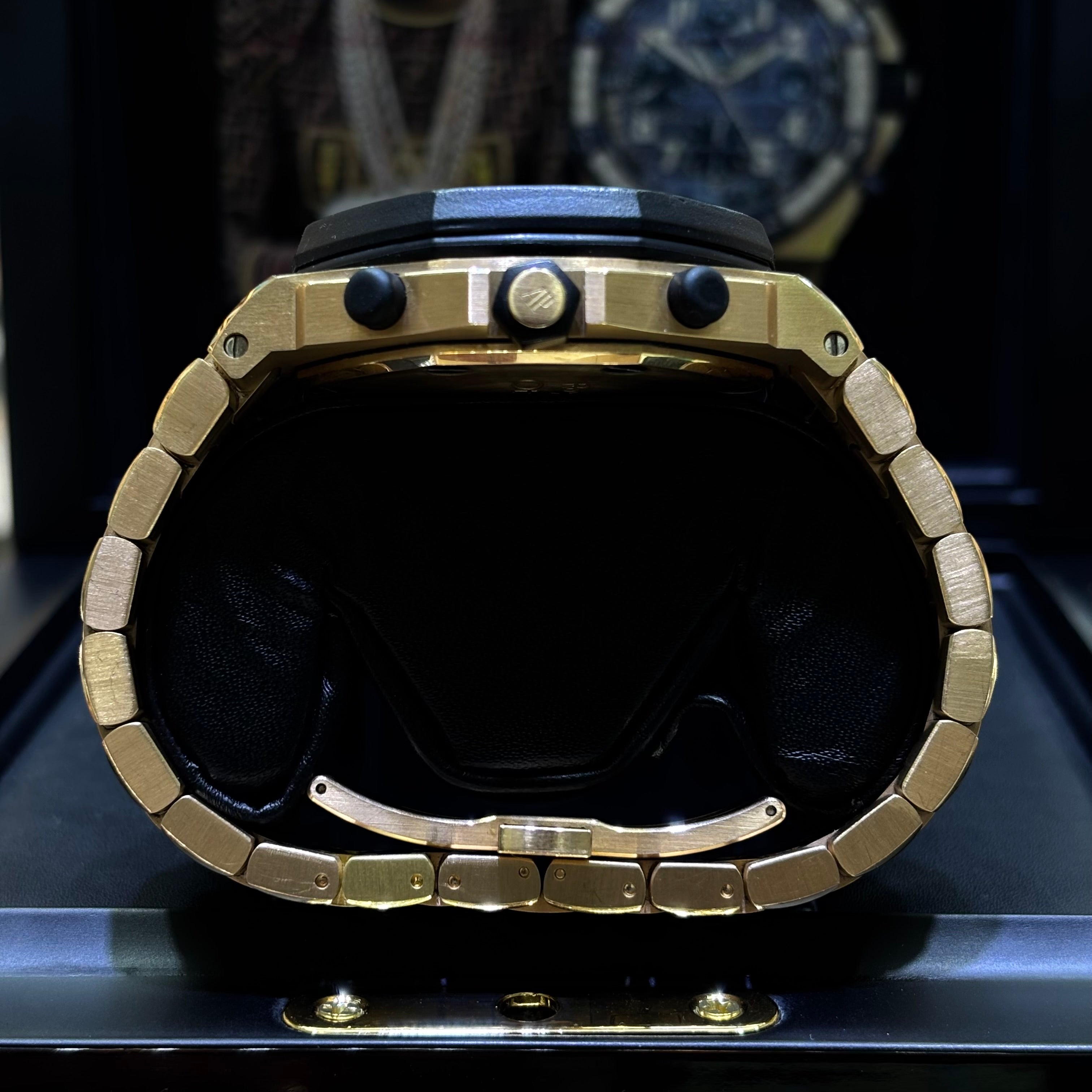 44MM AUDEMARS PIGUET ROYAL OAK OFFSHORE / ROSE GOLD / FACTORY DIAMOND BEZEL / CHRONOGRAPH