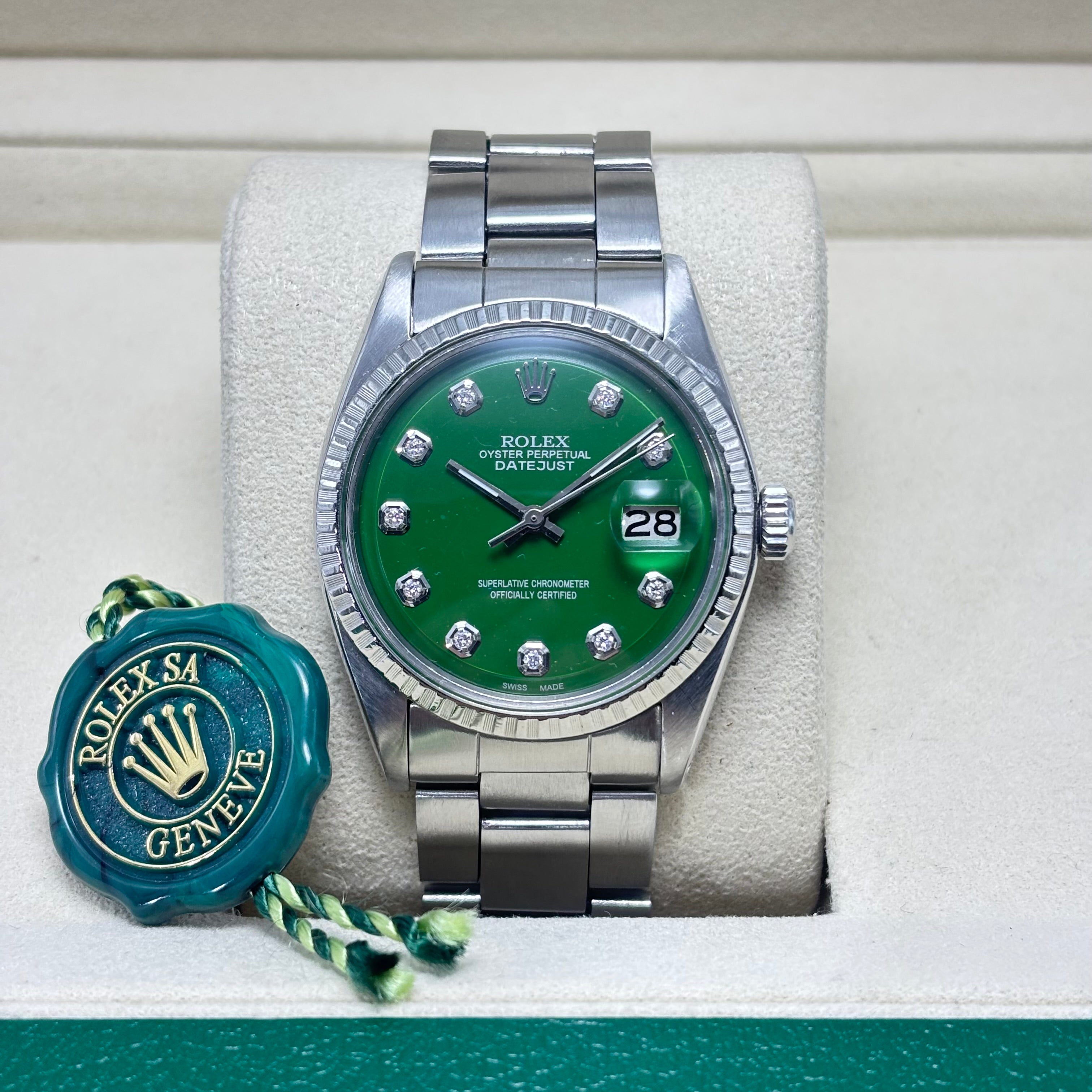 36MM DATEJUST REF.1601 OYSTER BRACELET / GREEN DIAMOND DIAL