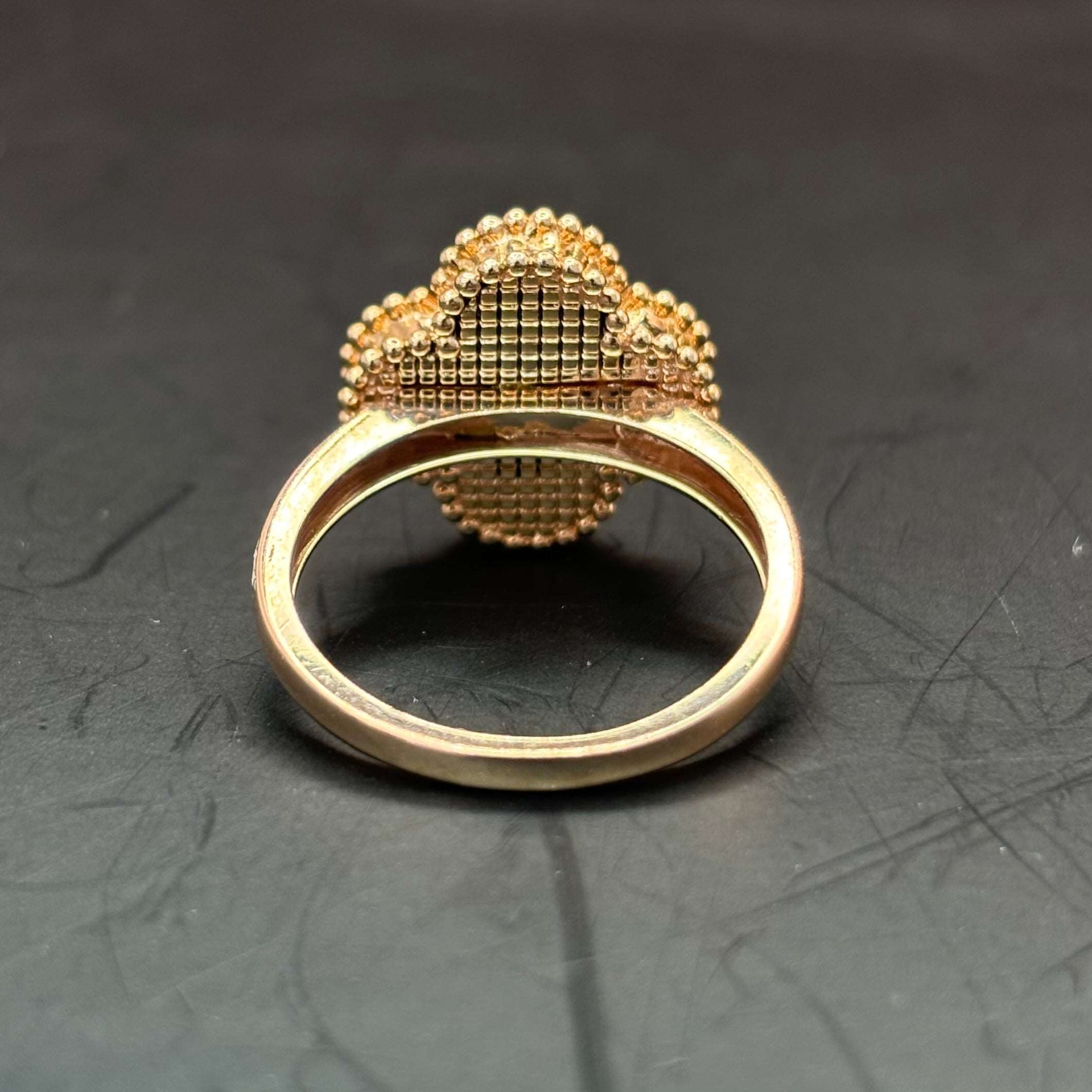 14k Yellow Gold Hot Pink Clover Ring