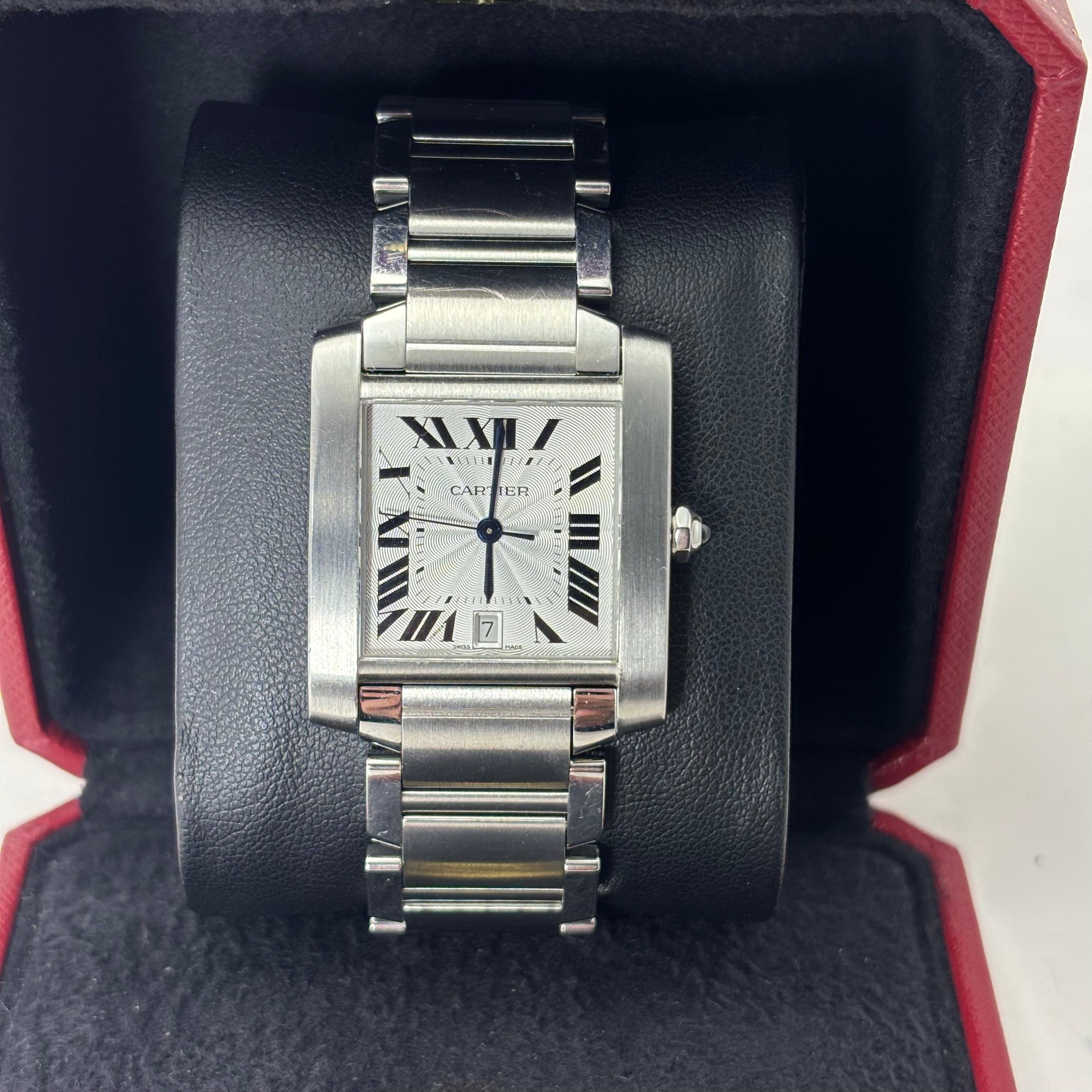 36MM CARTIER TANK STAINLESS STEEL BOX AND CARD #2302