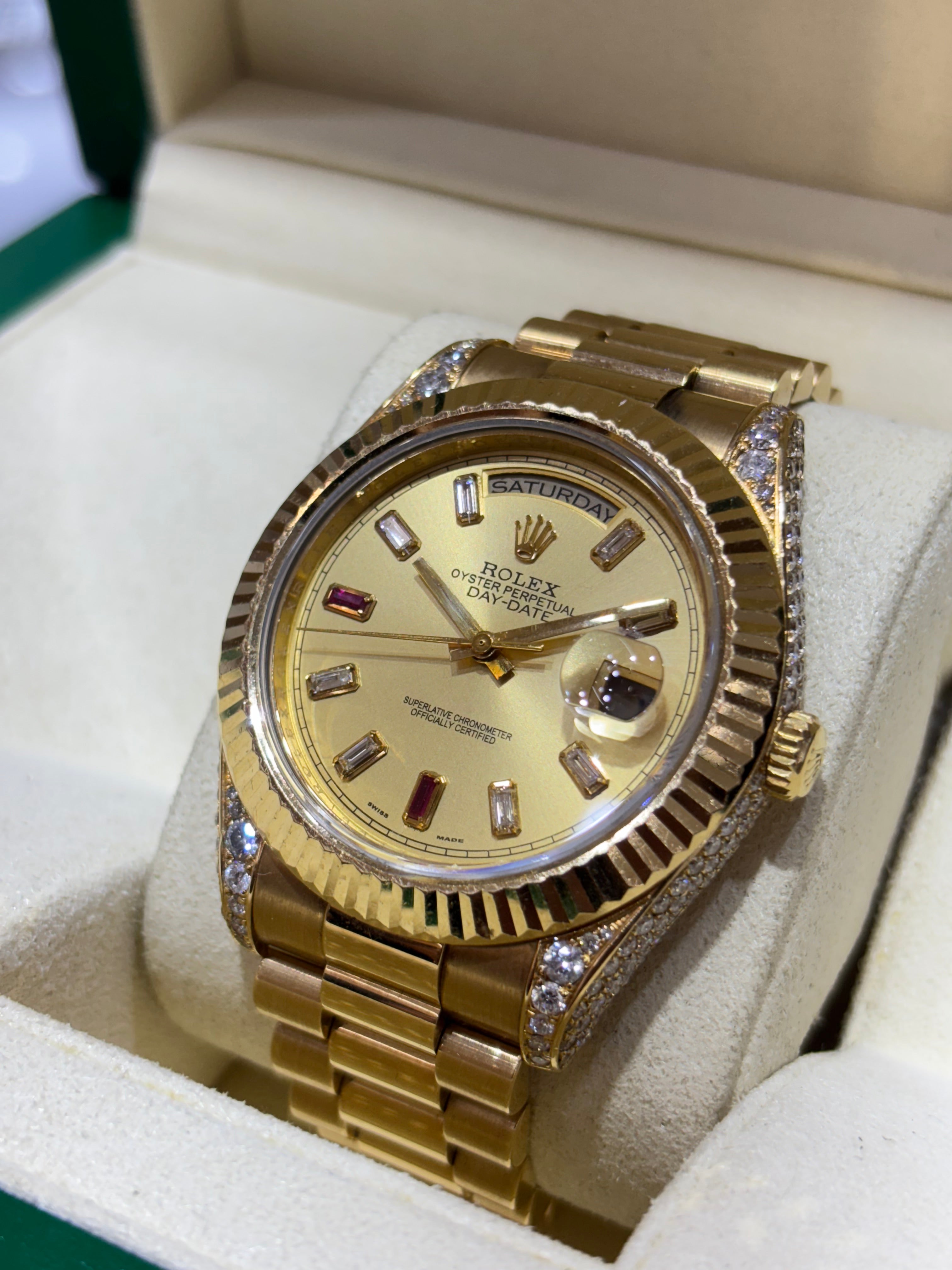 ROLEX DAY-DATE 41MM | 18KT YELLOW GOLD | AFTERMARKET DIAMOND SETTING