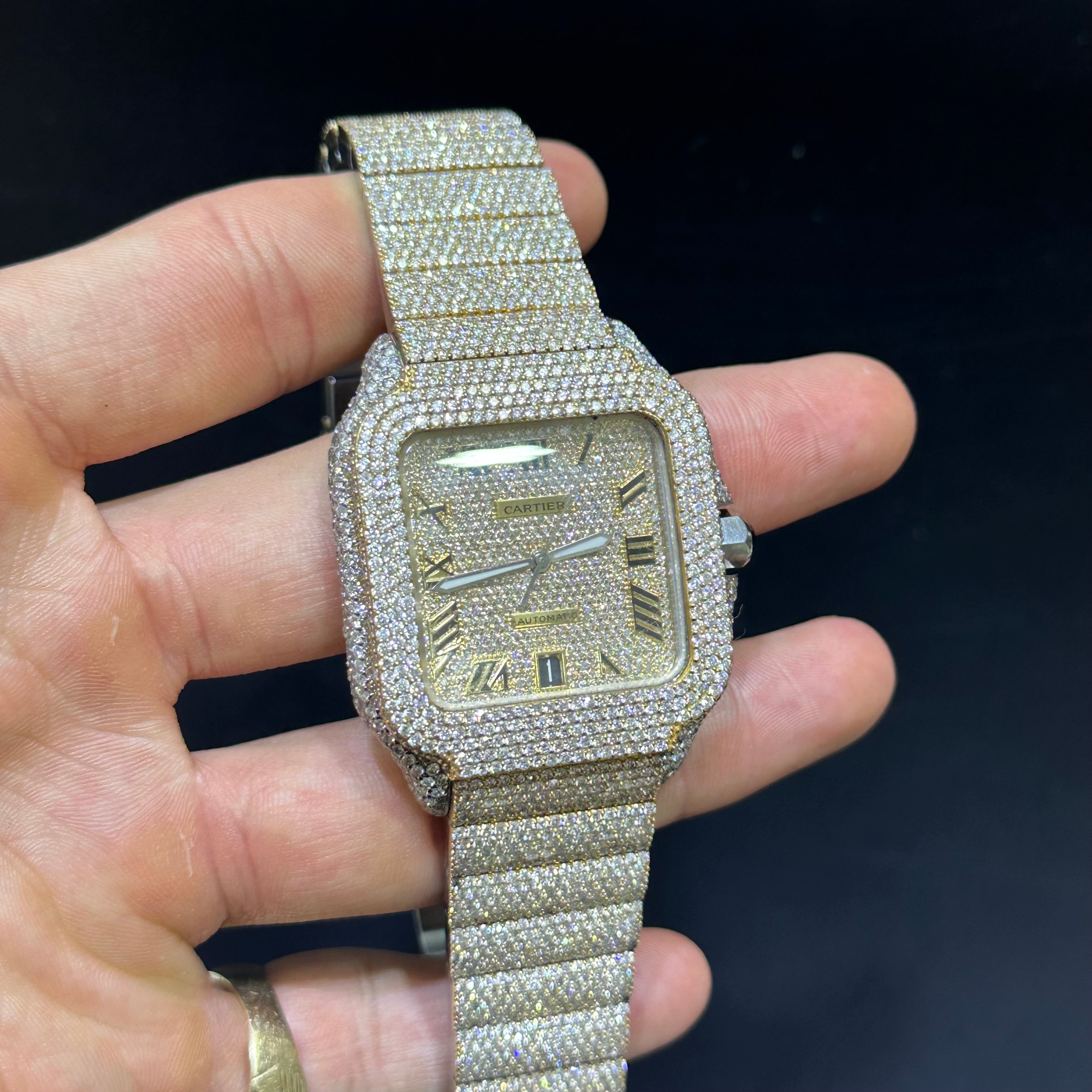 41mm Gold Two Tone Bust Down Cartier Santos Watch (10k GOLD BARS)