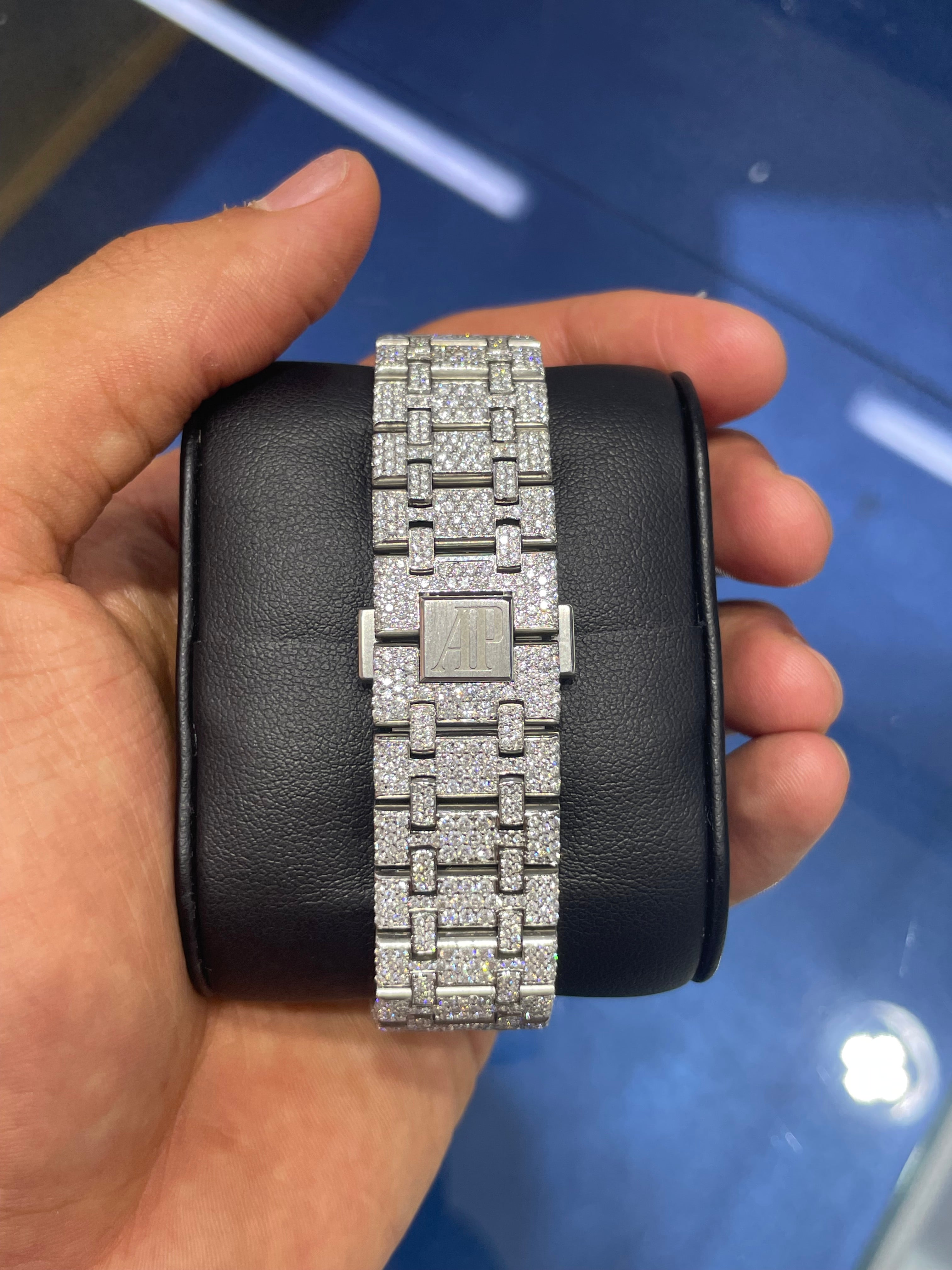42 cts Bustdown VS-1 Audemars Piguet "AP" | Blue Arabic Dial | Iced Out