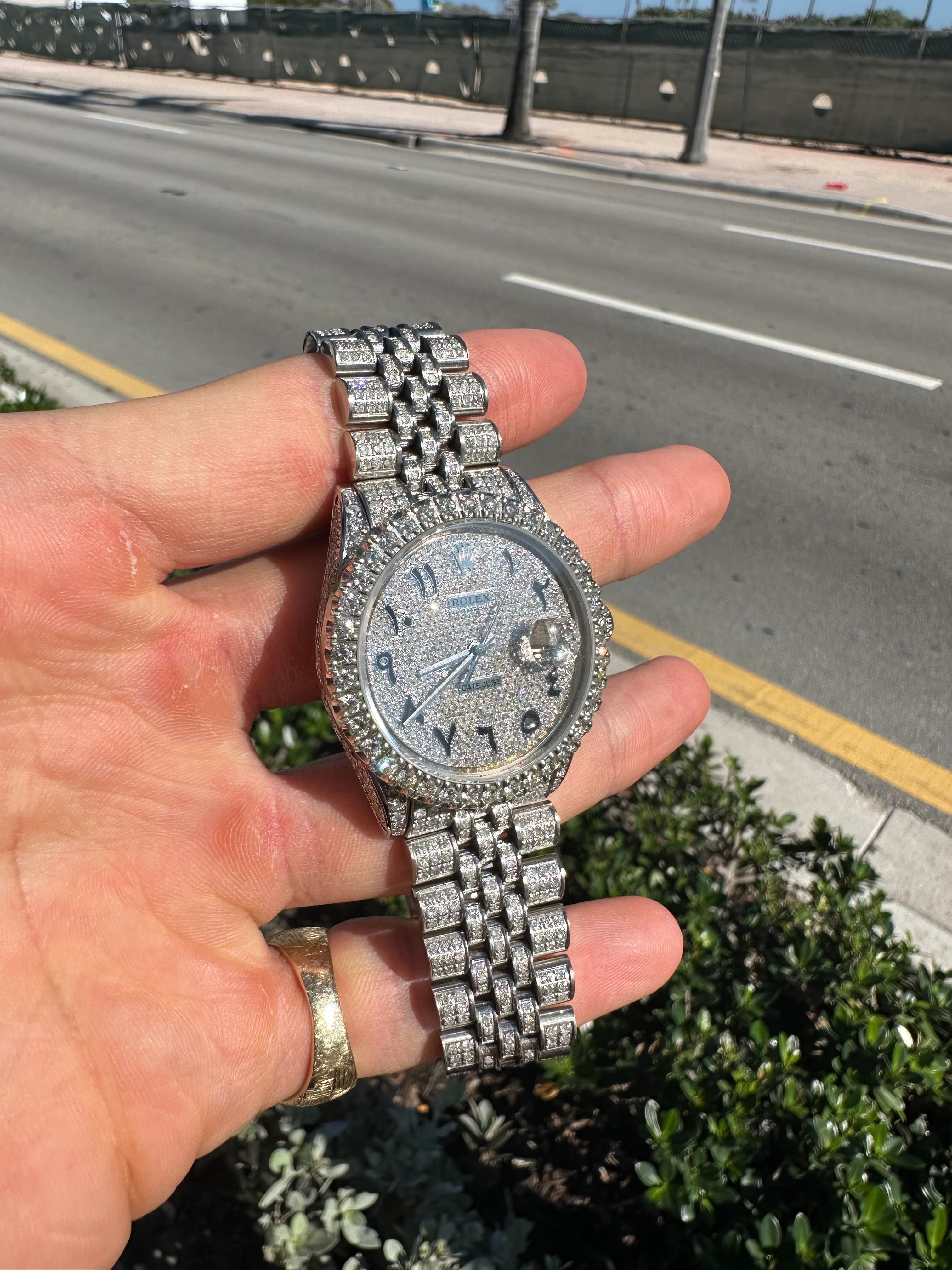 Bust Down Rolex 36mm Stainless Steel | 15 cts Natural VS1π