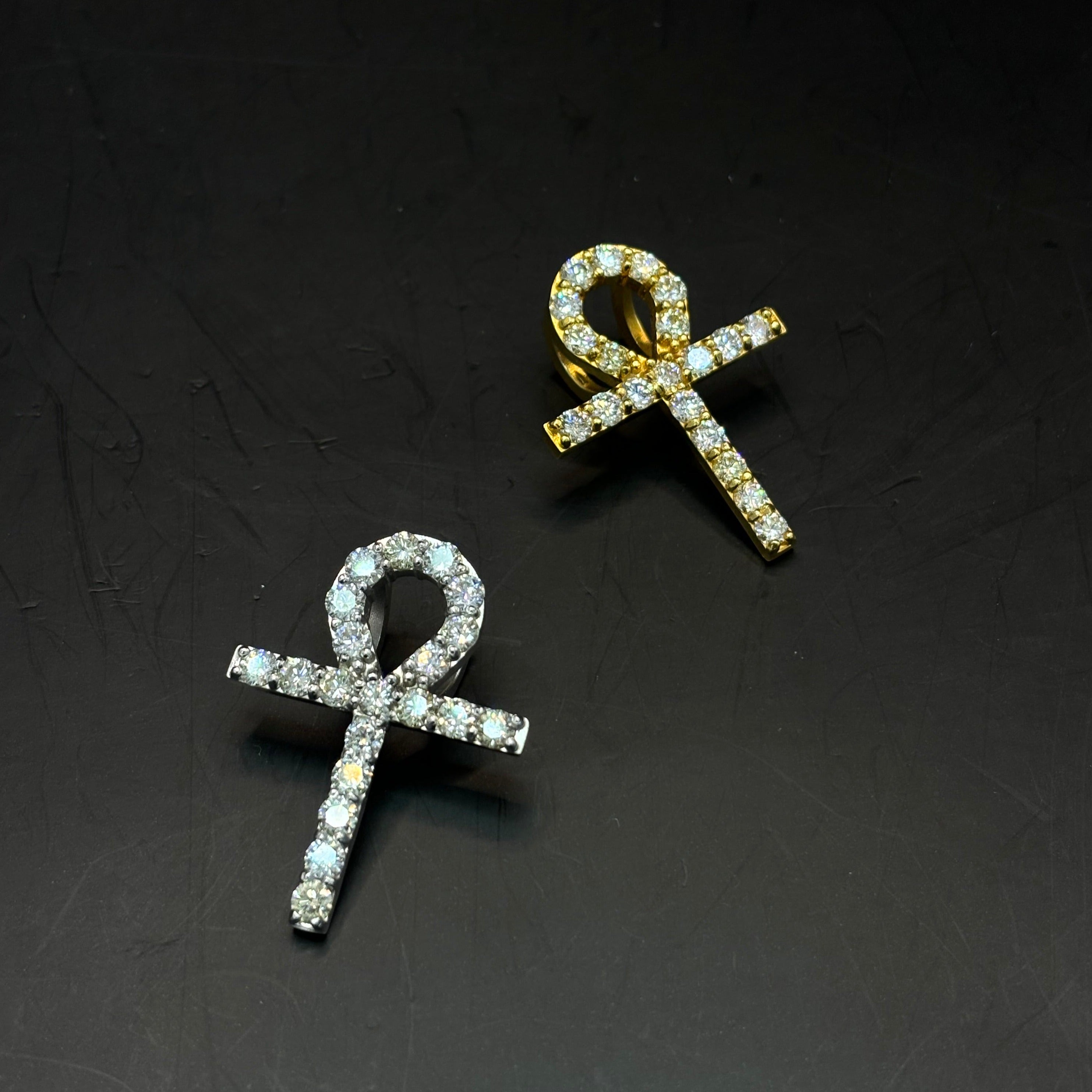 14k VVS-1 Iced Out Ankh Cross Pendant