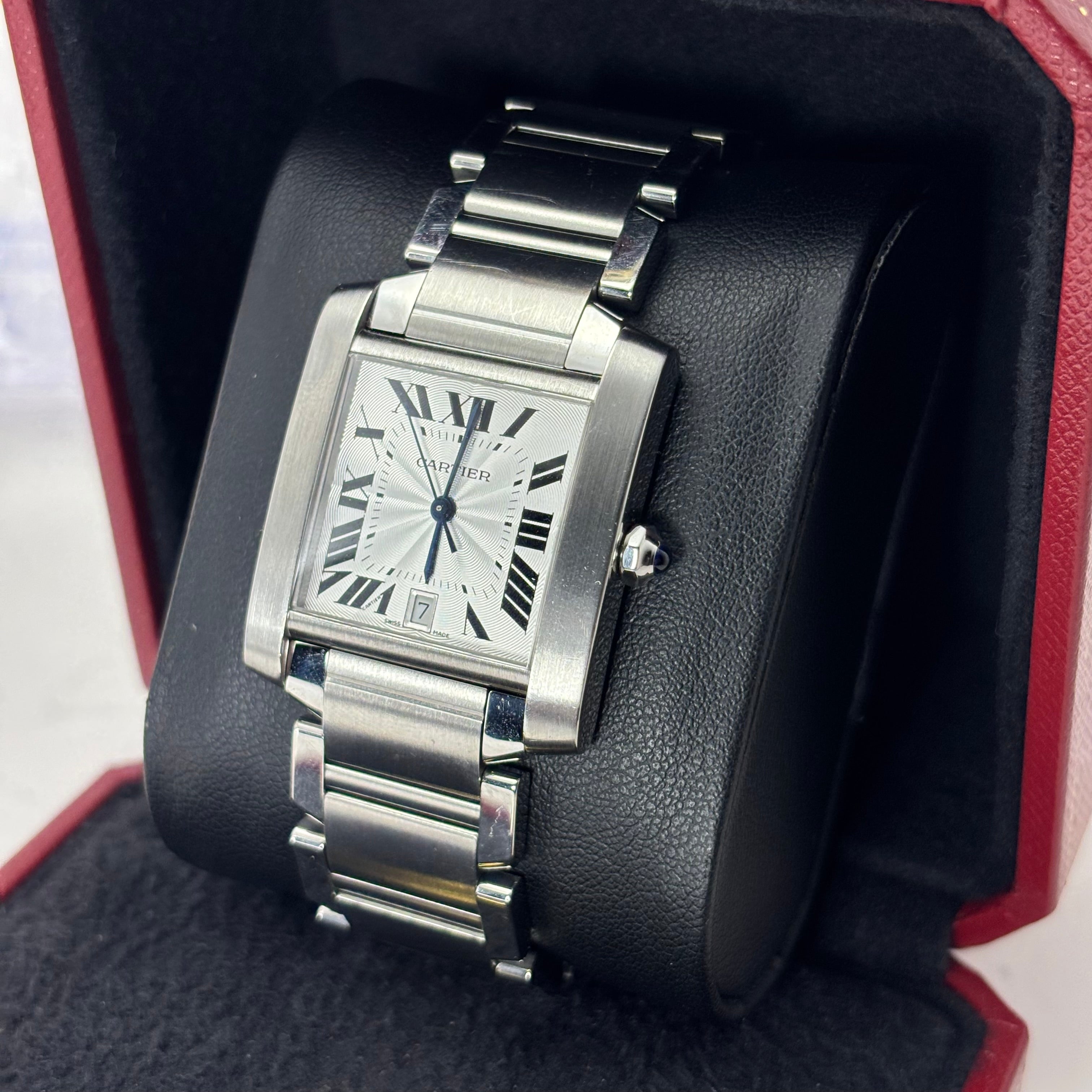 36MM CARTIER TANK STAINLESS STEEL BOX AND CARD #2302