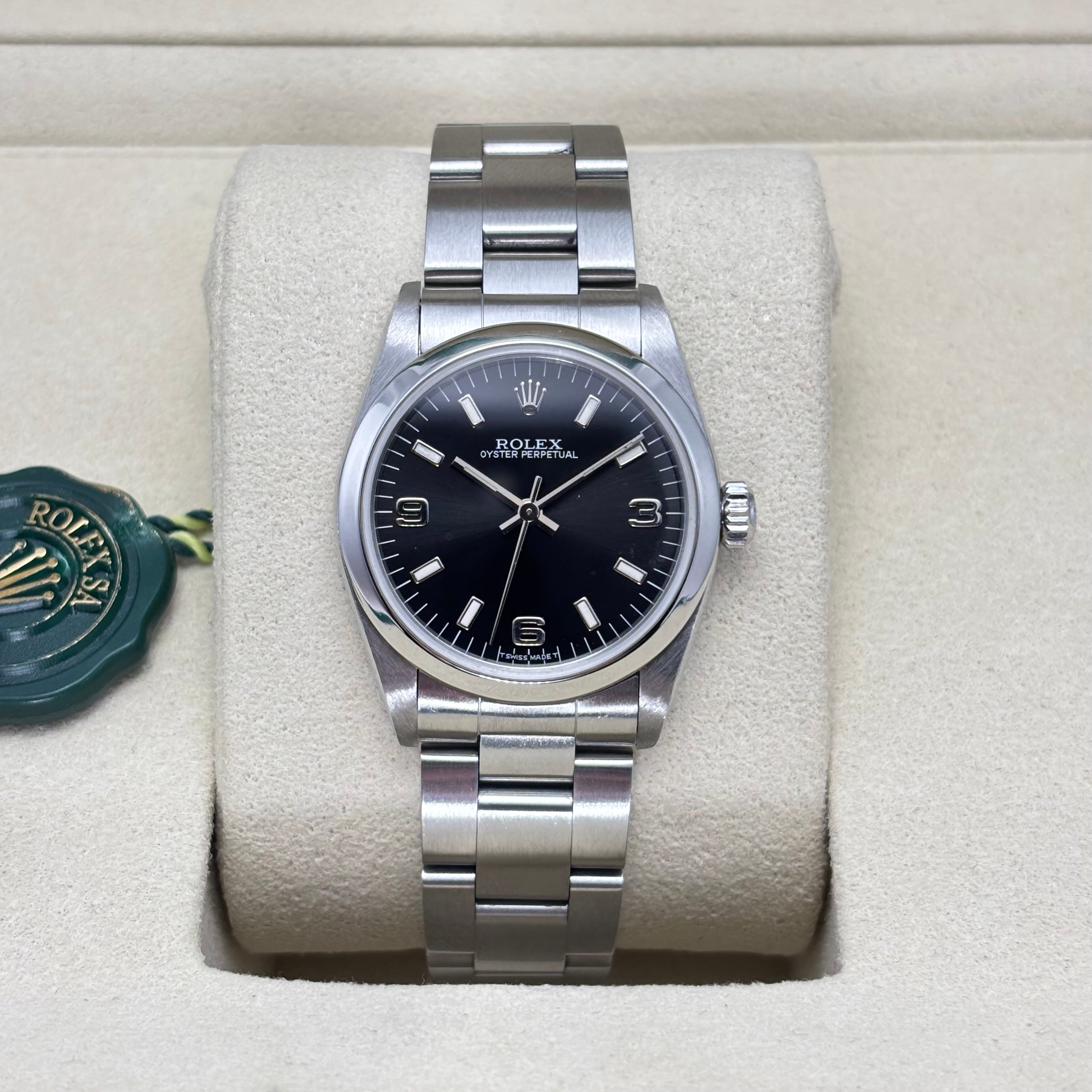 31MM ROLEX OYSTER PERPETUAL “MIDSIZE” BLACK DIAL (NON DATE)