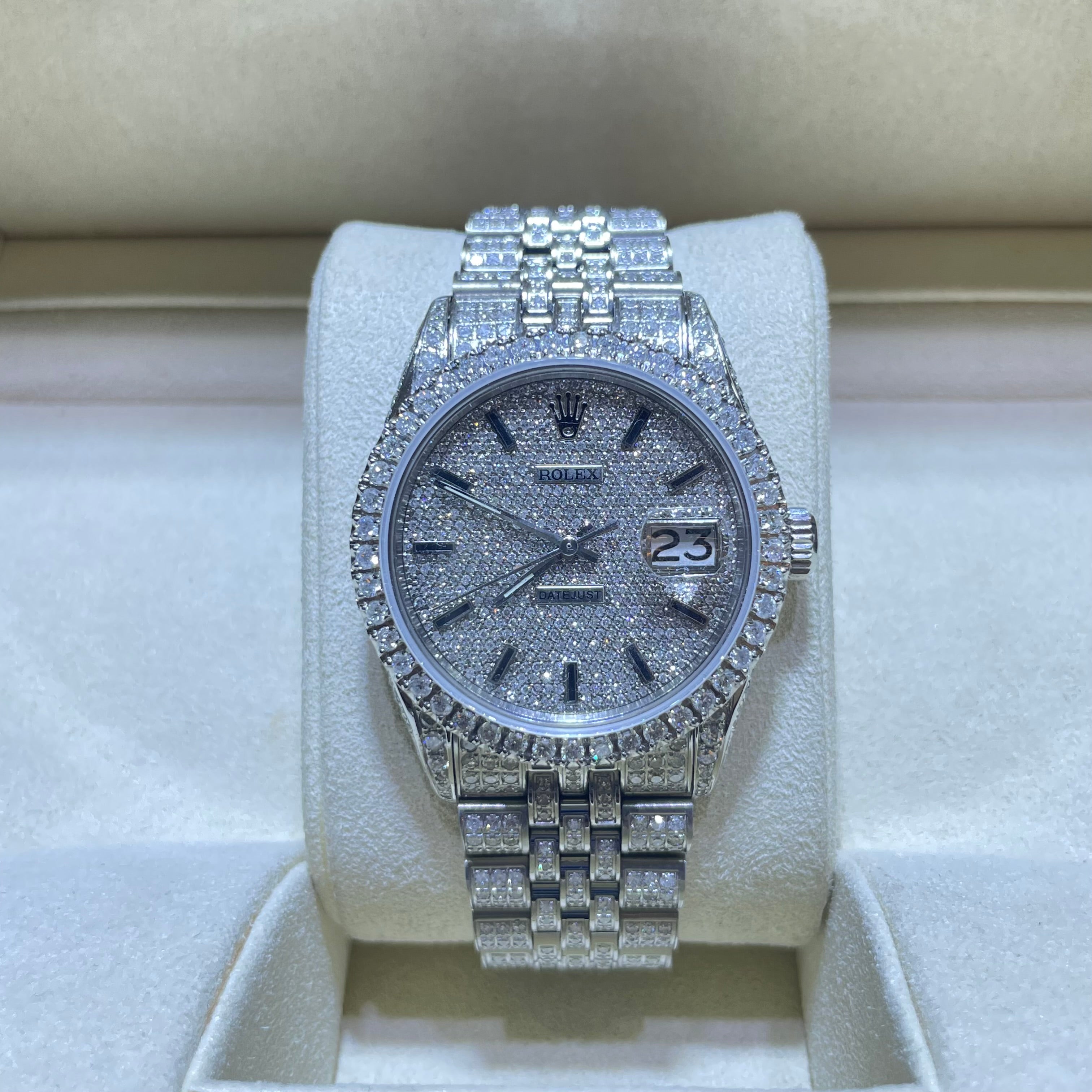 Bust Down Rolex 36mm Natural Diamond Stick Dial