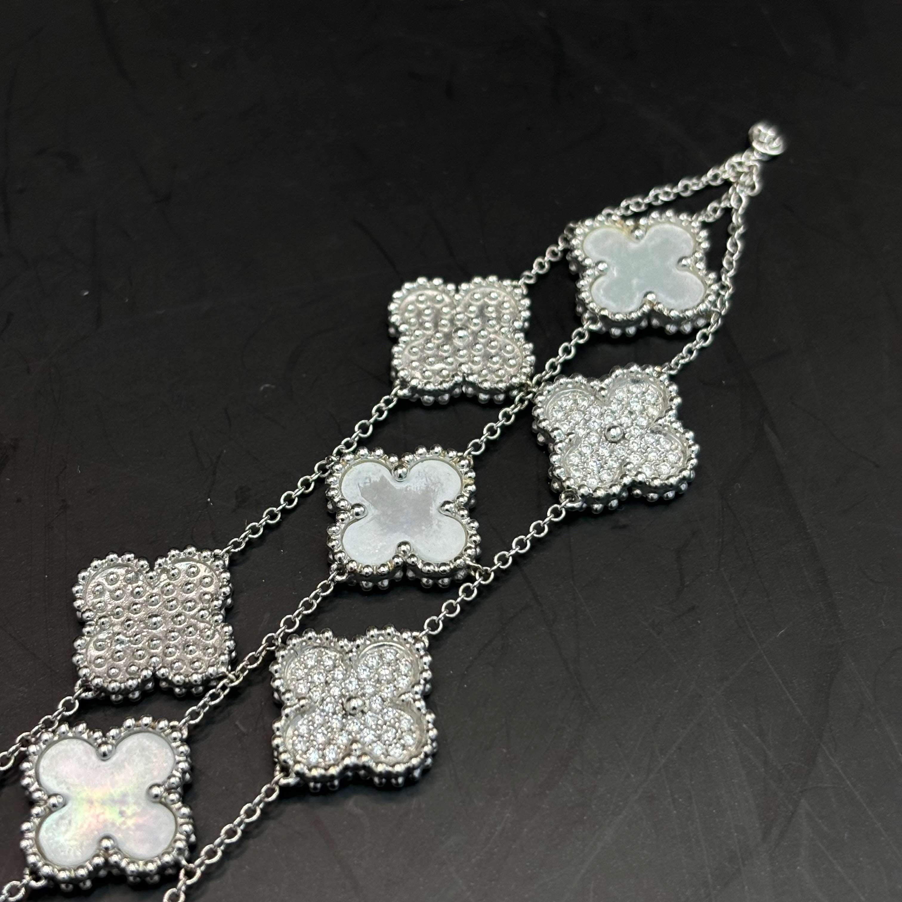 14k Custom Diamond Clover Bracelet