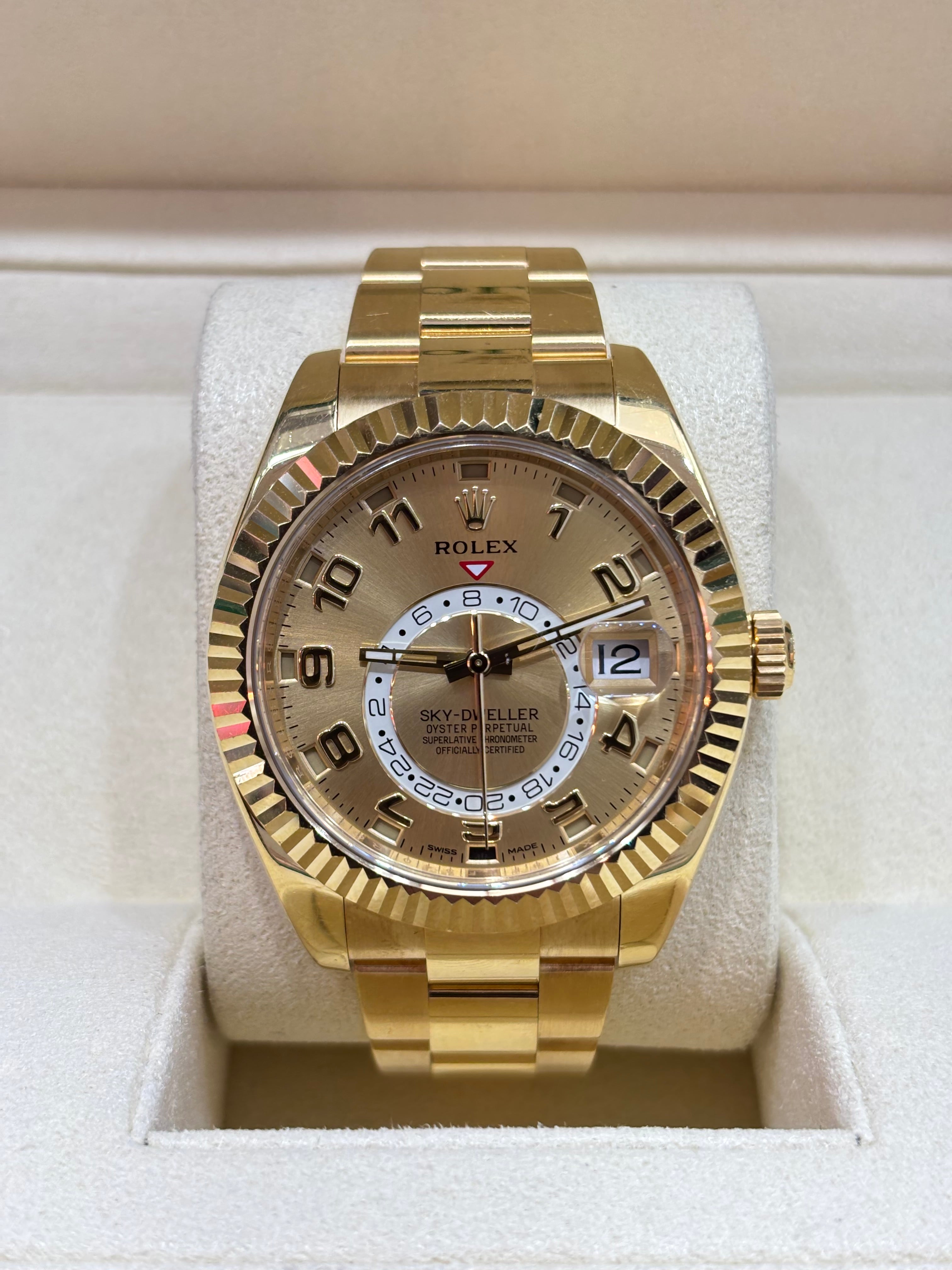 42MM ROLEX SKY-DWELLER | 18KT YELLOW GOLD | OYSTER BRACELET | CHAMPAGNE DIAL