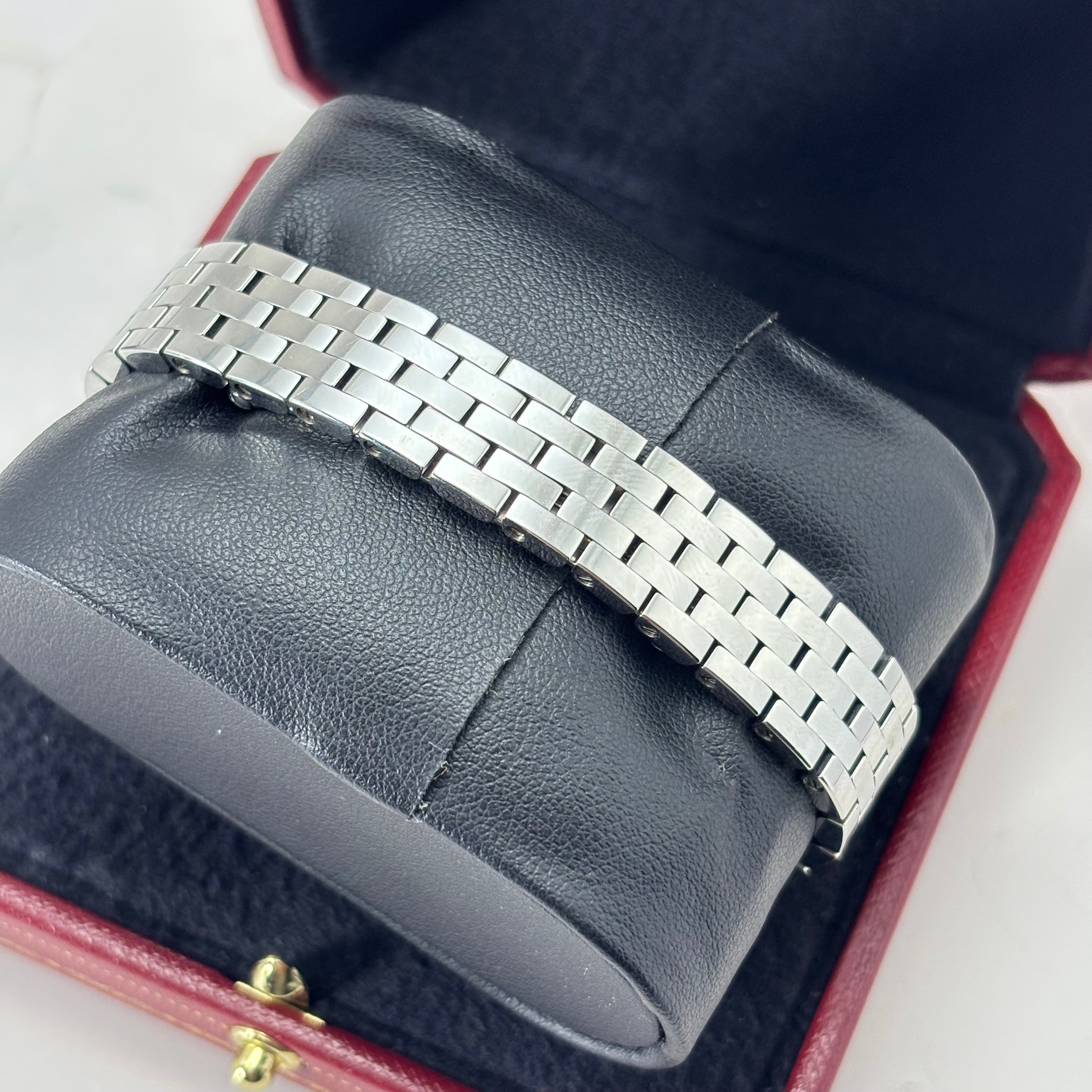 26MM Cartier Santos Demoiselle ladies watch STAINLESS STEEL PINK SALMON MOP DIAL #2698
