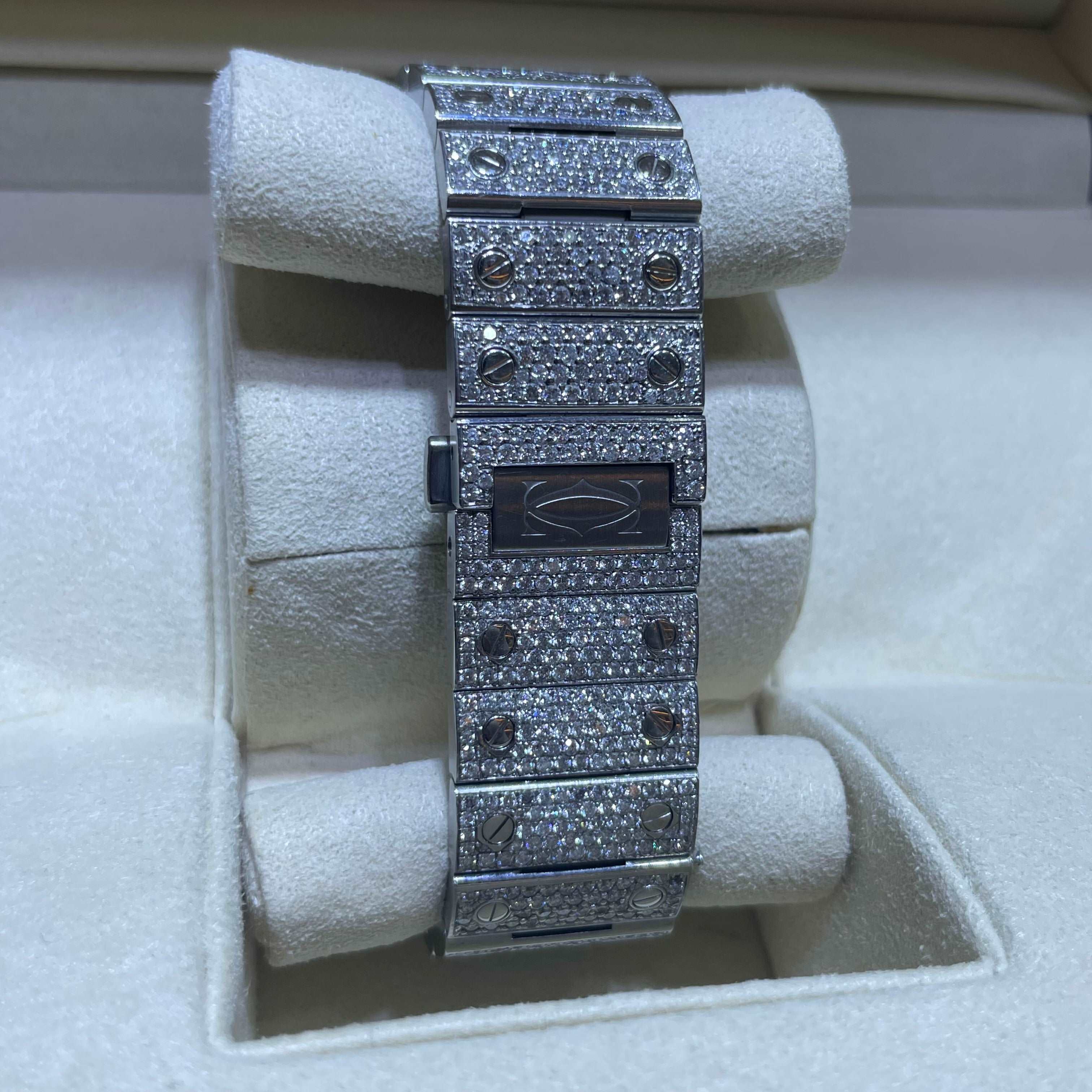 41mm Iced Out Cartier Watch Rose Gold | Rose Roman | Santos XL |
