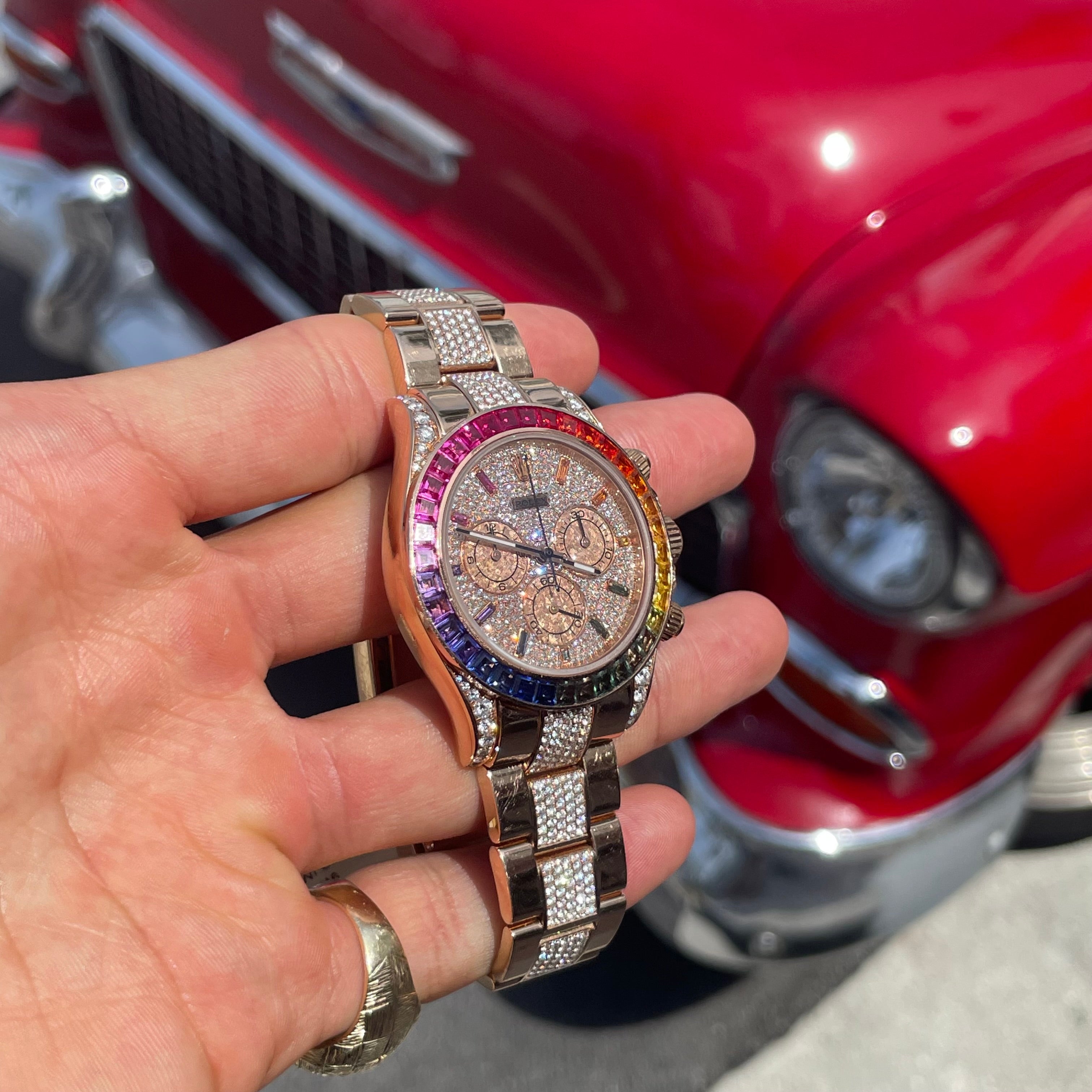 40mm Rainbow Iced Bust Down Chronograph Daytona