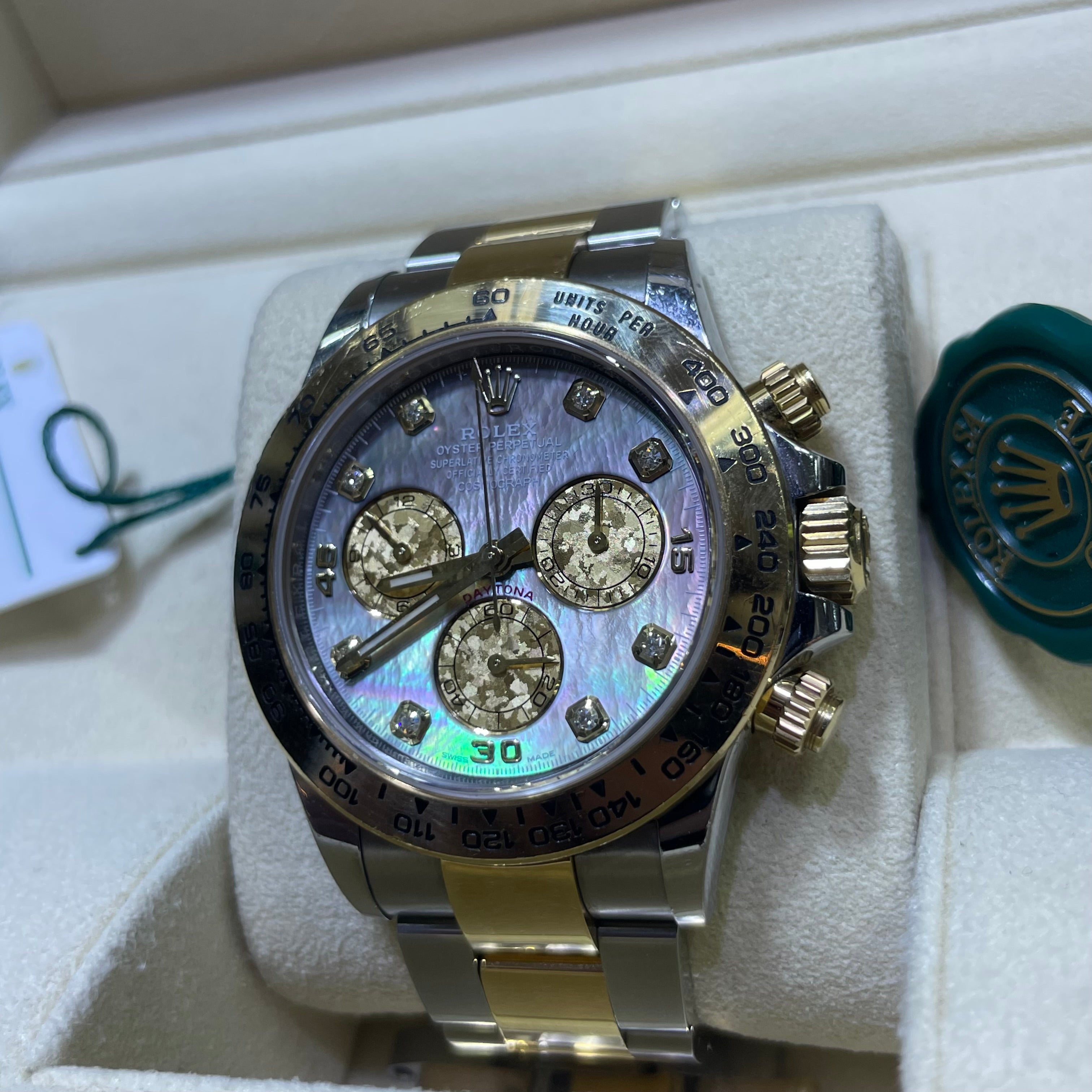 40mm Rolex Daytona Black Mother of Pearl Diamond Tahitian Dial | #116503