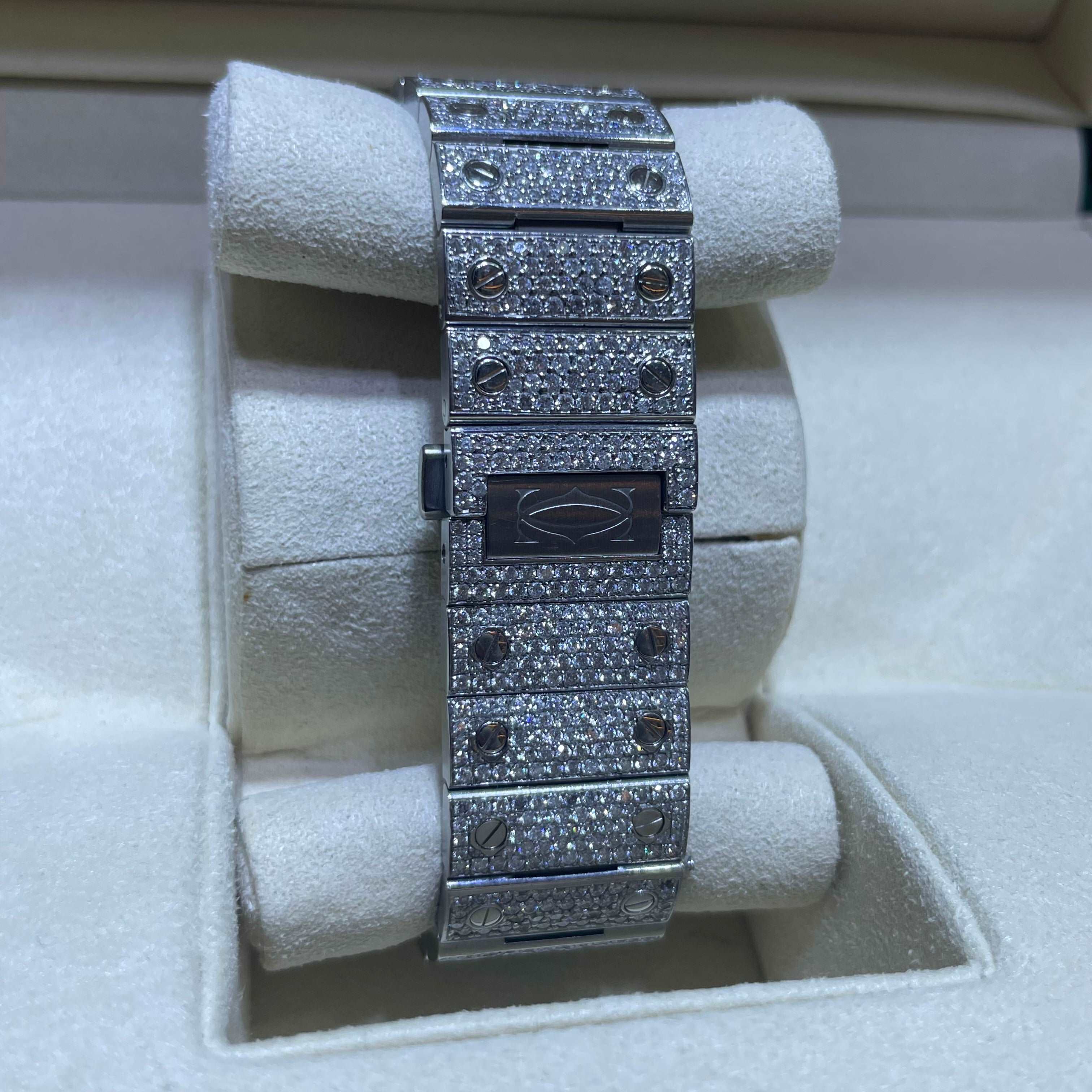 41mm Iced Out Cartier Watch Rose Gold | Rose Roman | Santos XL |