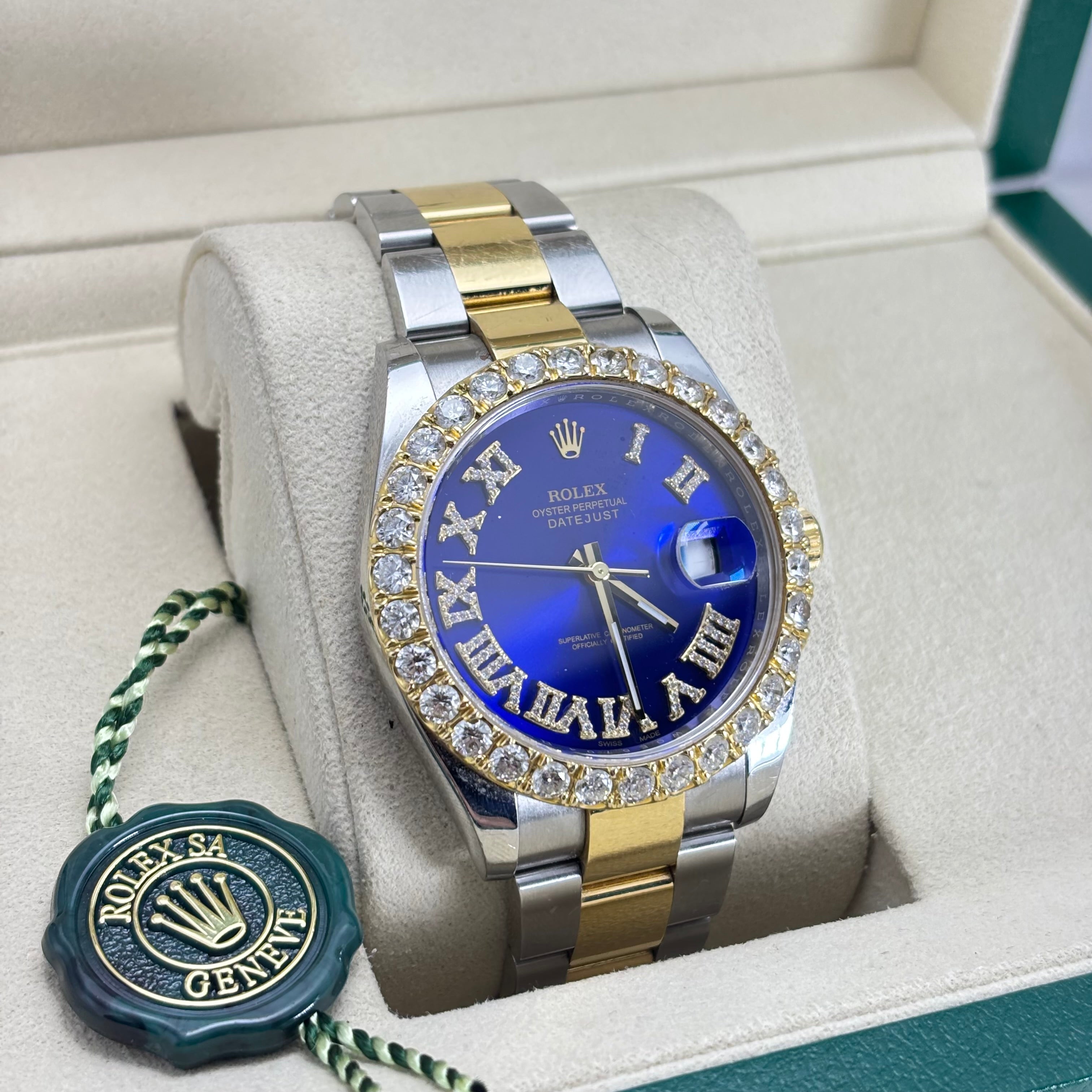 PRE-OWNED 41MM ROLEX DATEJUST 116333 18KT TWO-TONE 3.5CT DIAMOND BEZEL