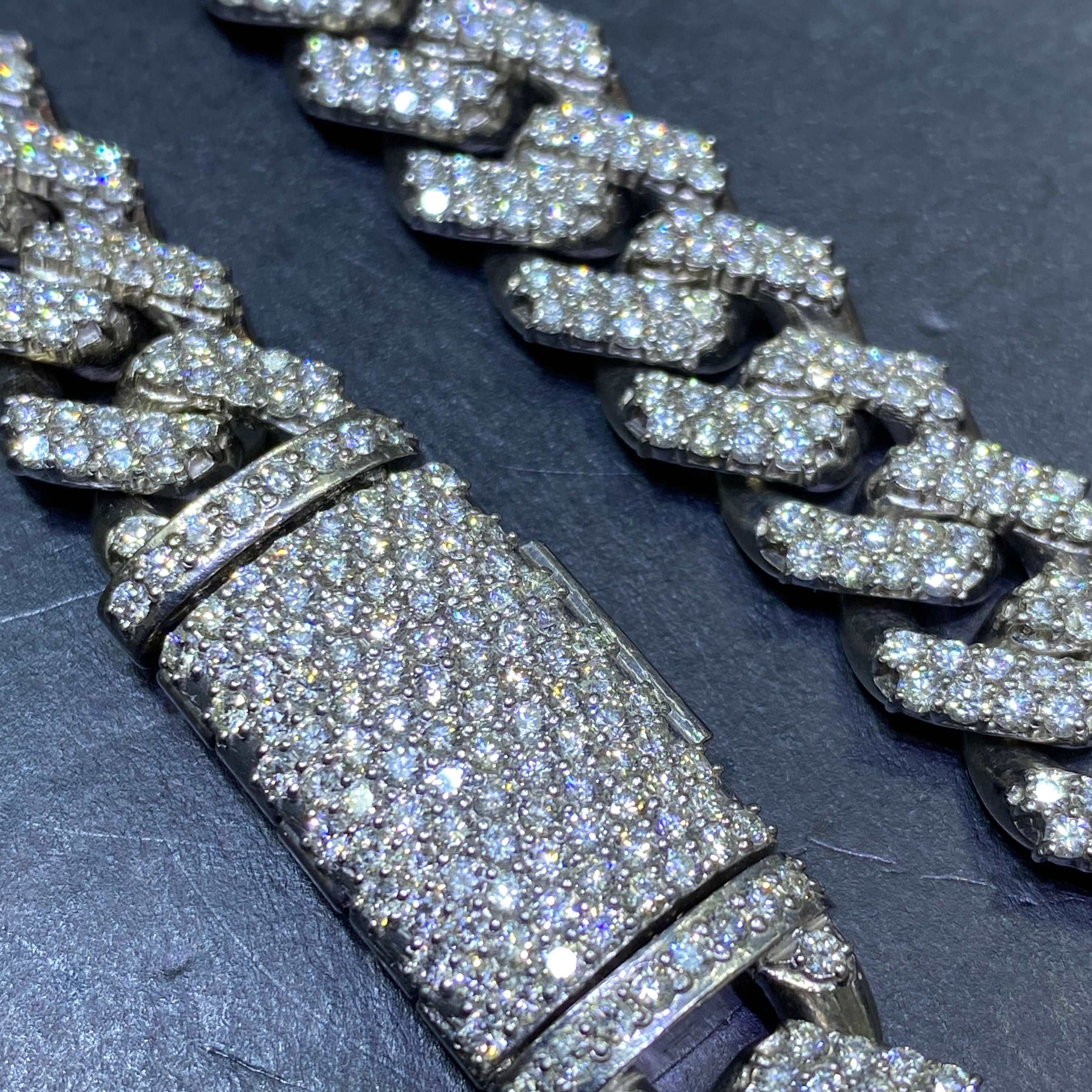 10k "Iced Out Chain" VS1 Miami Cuban Link with 24 cts Natural Diamonds,140 grams, 20 inches, 13.5mm Bust Down Necklace