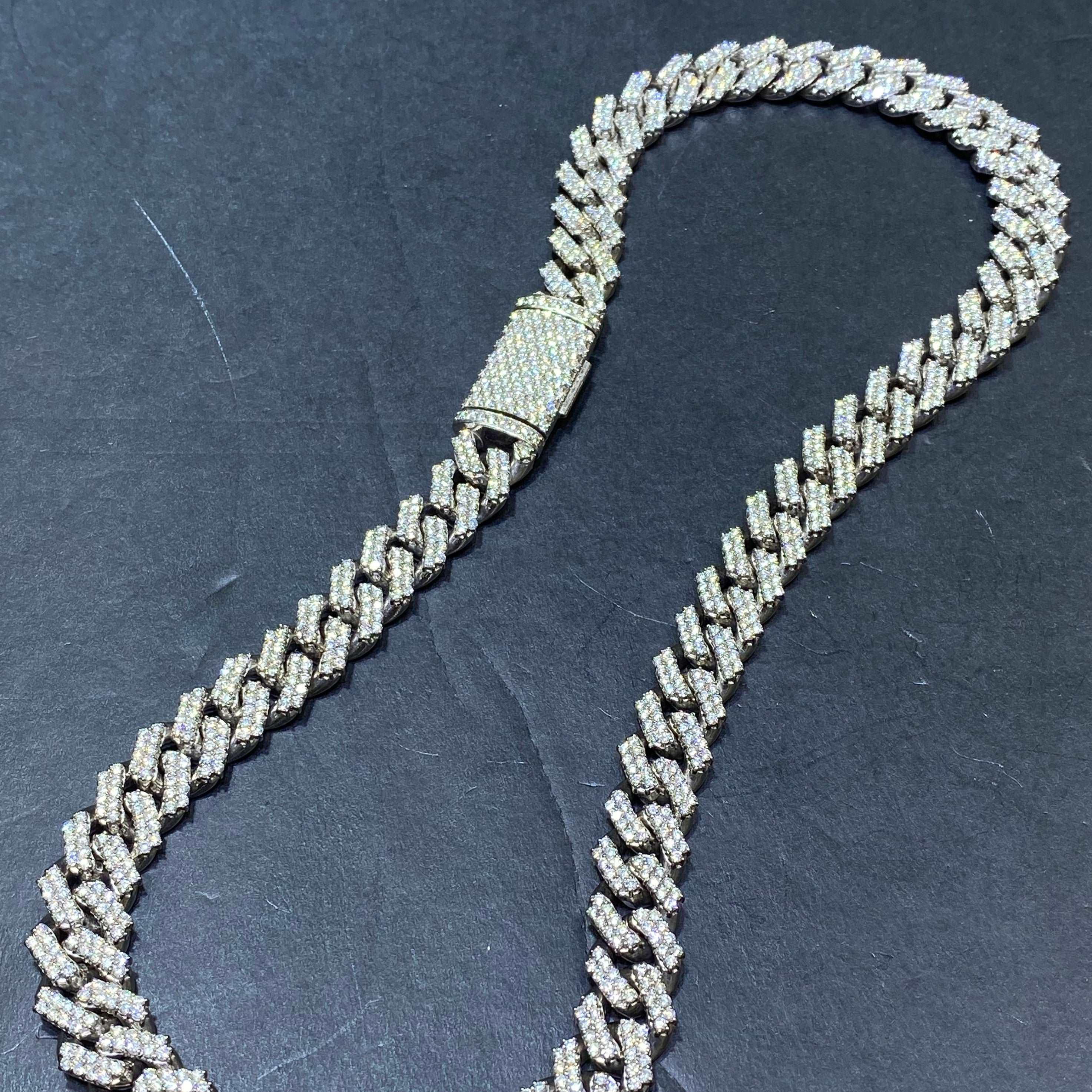 10k "Iced Out Chain" VS1 Miami Cuban Link with 24 cts Natural Diamonds,140 grams, 20 inches, 13.5mm Bust Down Necklace