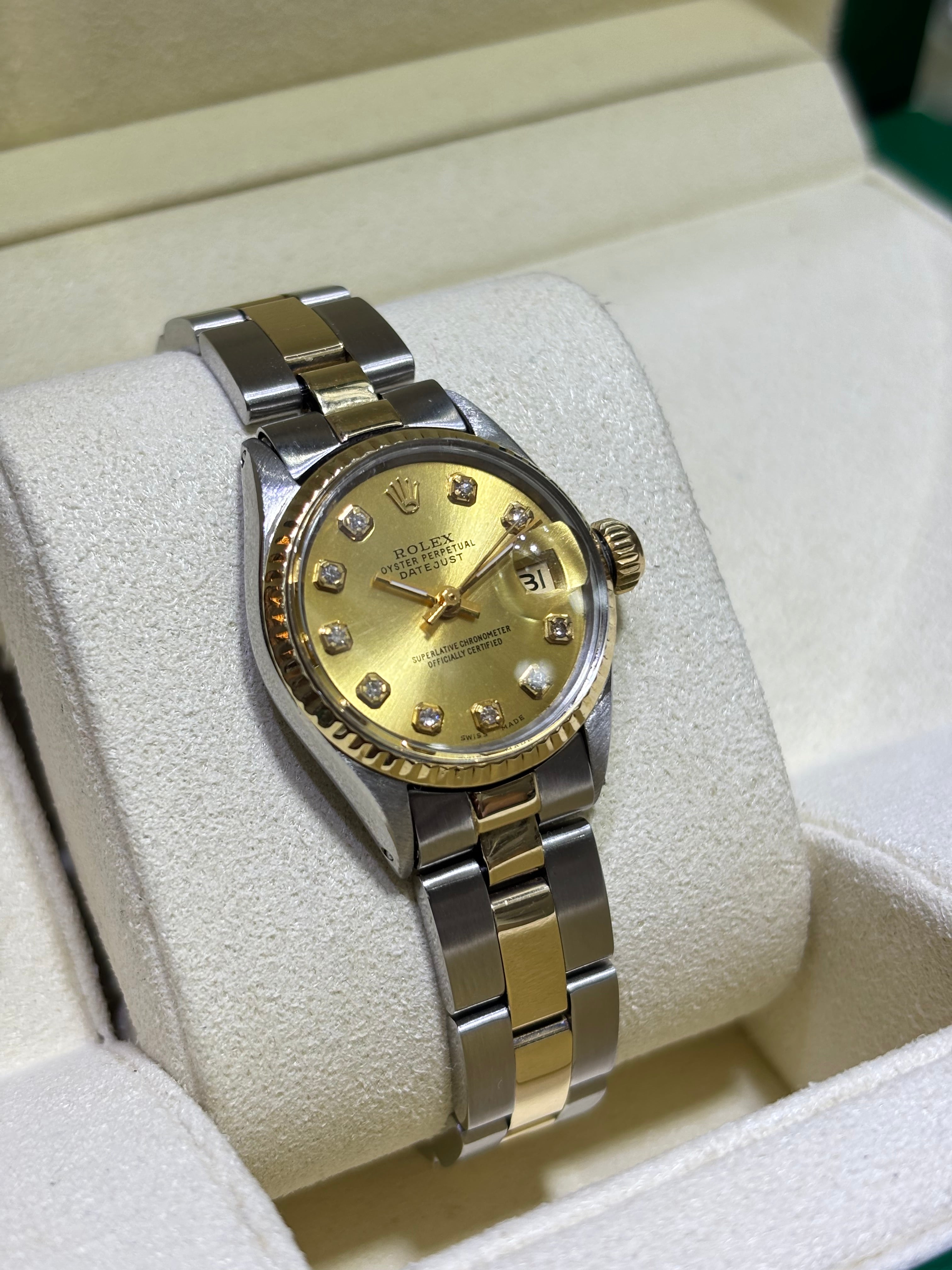 26MM ROLEX DATEJUST | 18KT YLW TWO-TONE | OYSTER-BRACELET | CHAMPAGNE DIAMOND DIAL