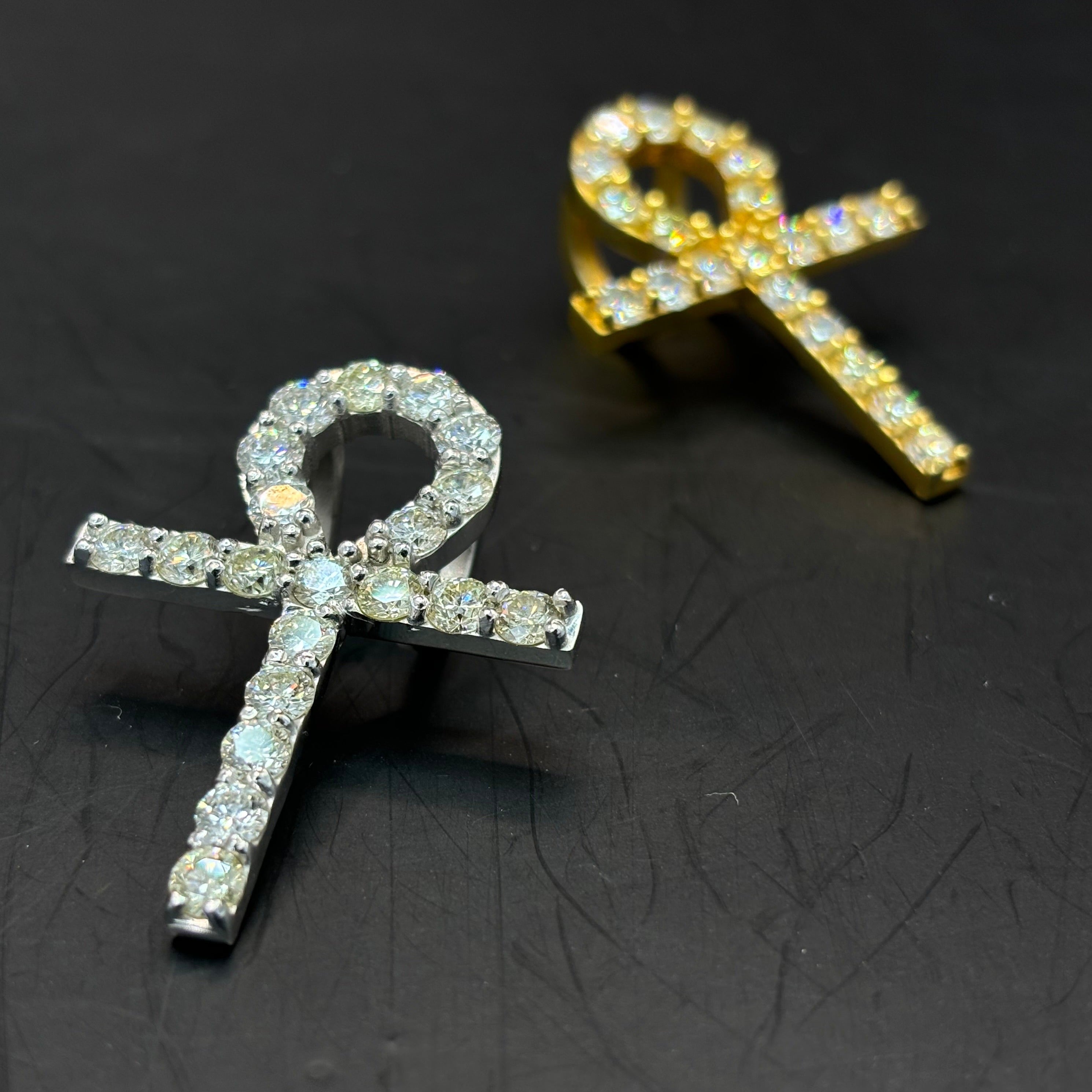 14k VVS-1 Iced Out Ankh Cross Pendant