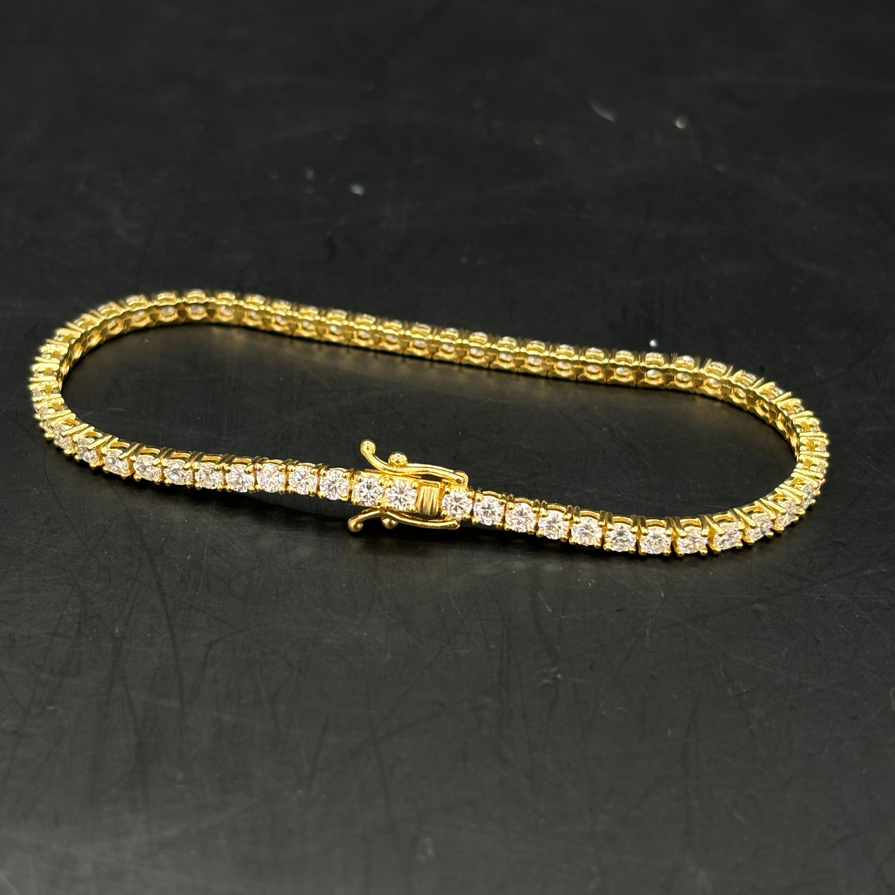 14k CVD VVS Bust Down Lab Bracelet Yellow Gold