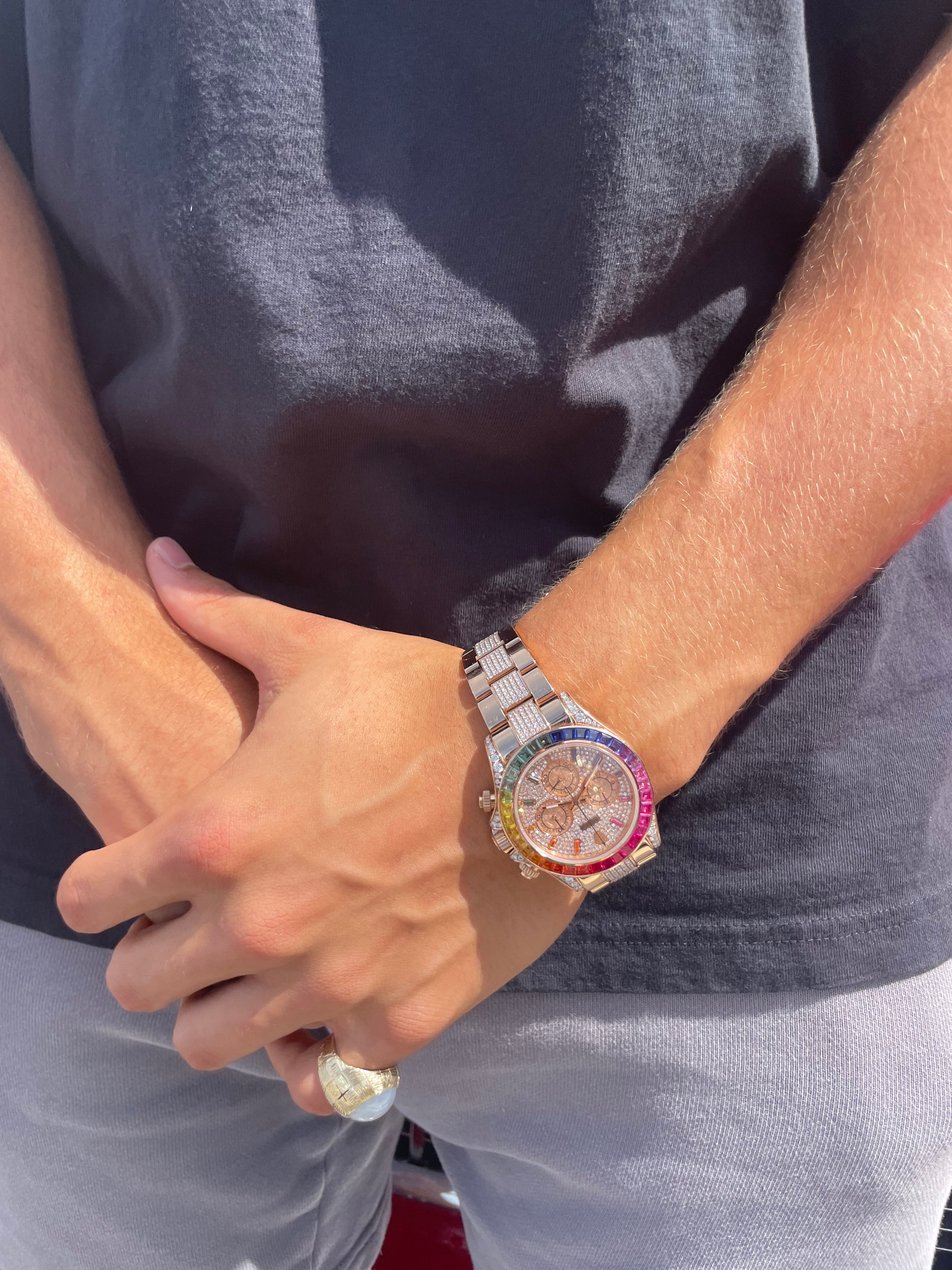 40mm Rainbow Iced Bust Down Chronograph Daytona