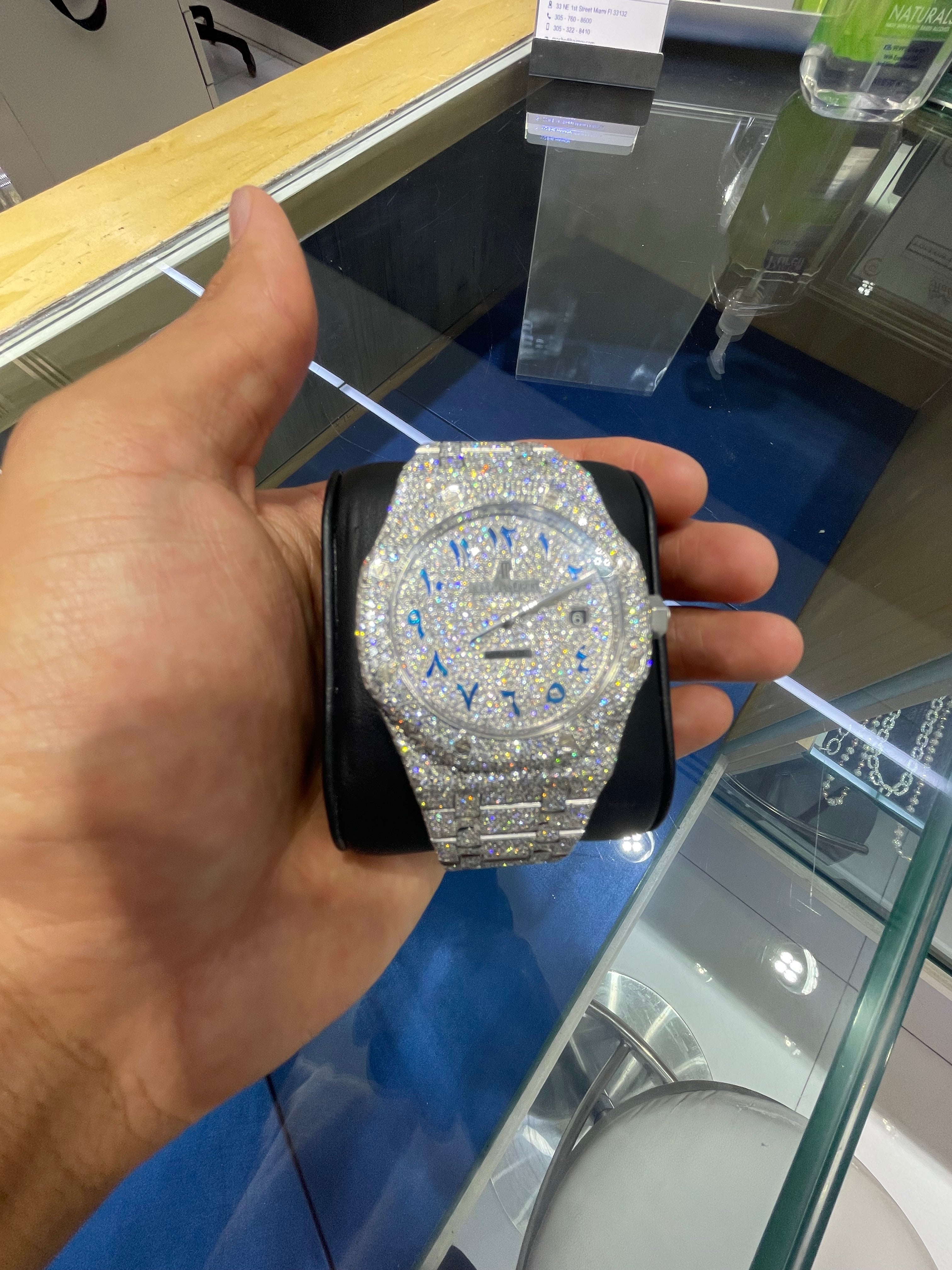 42 cts Bustdown VS-1 Audemars Piguet "AP" | Blue Arabic Dial | Iced Out