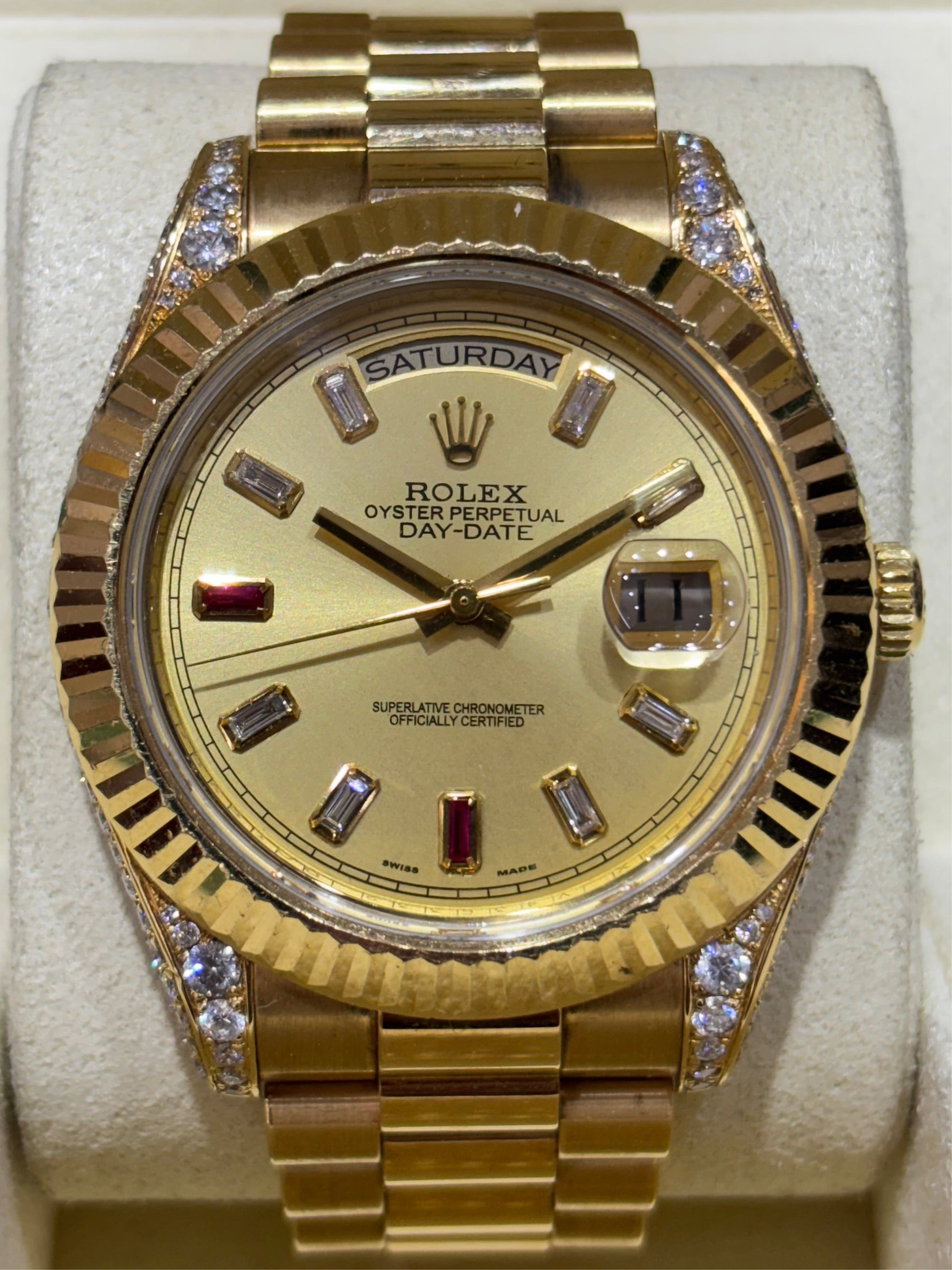 ROLEX DAY-DATE 41MM | 18KT YELLOW GOLD | AFTERMARKET DIAMOND SETTING