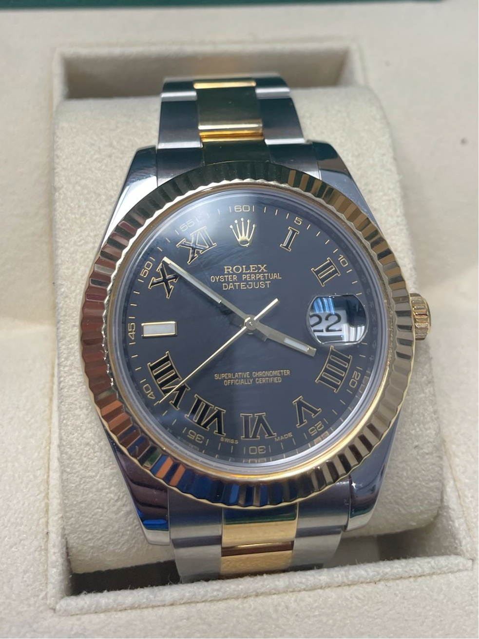 ROLEX DATEJUST 41MM | OYSTER BRACELET | YELLOW GOLD | SLATE GREY ROMAN DIAL | REF. 116333