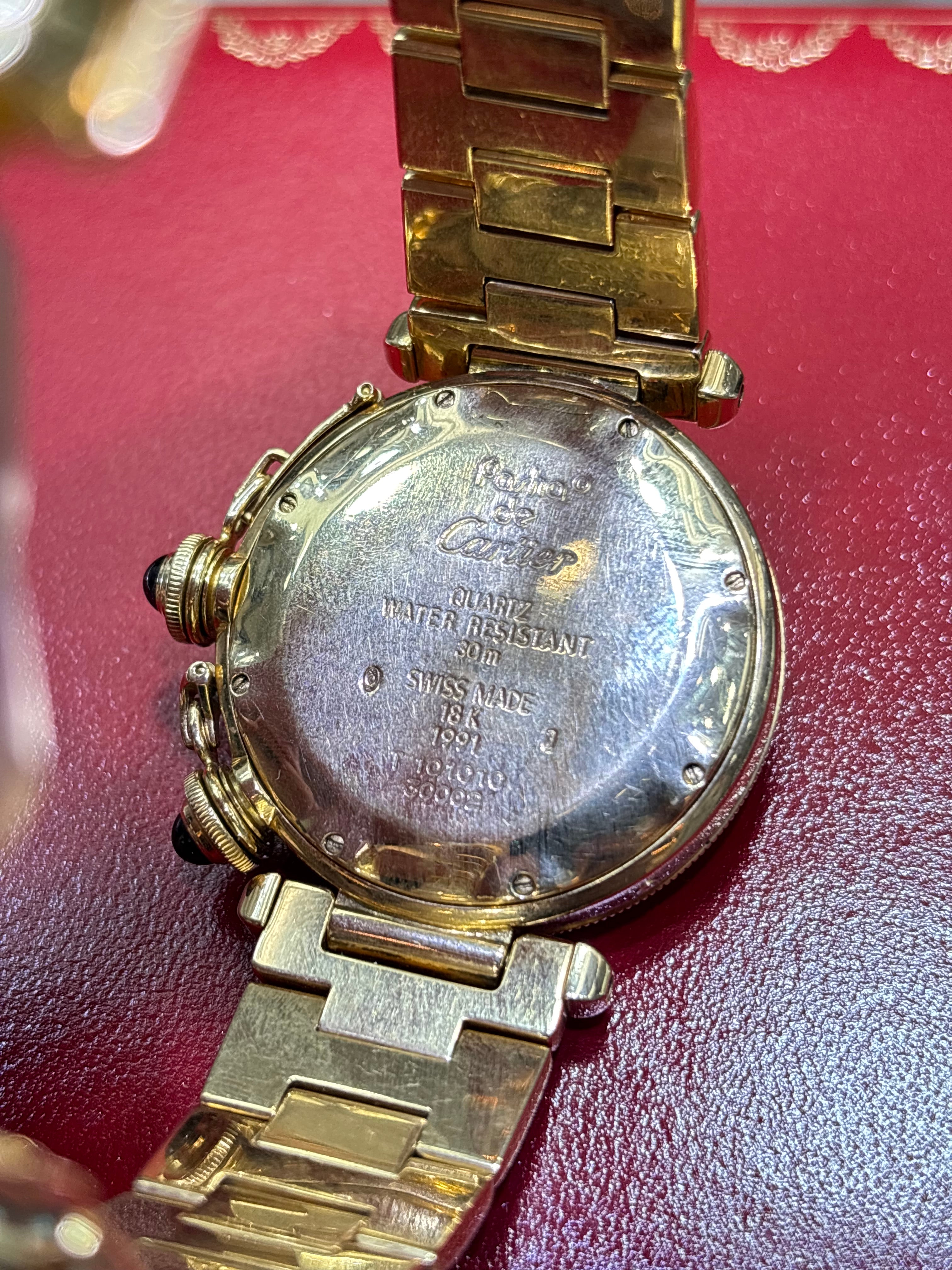 CARTIER PASHA 42MM | 18KT YELLOW GOLD | MOON-PHASE CHRONOGRAPH
