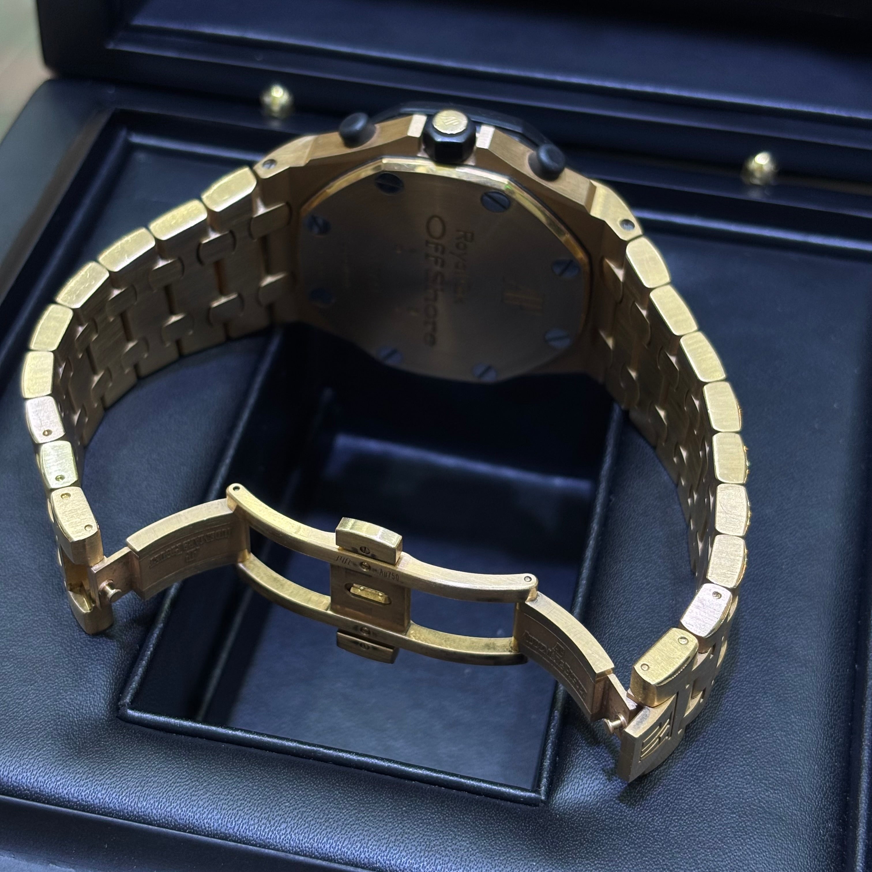 44MM AUDEMARS PIGUET ROYAL OAK OFFSHORE / ROSE GOLD / FACTORY DIAMOND BEZEL / CHRONOGRAPH