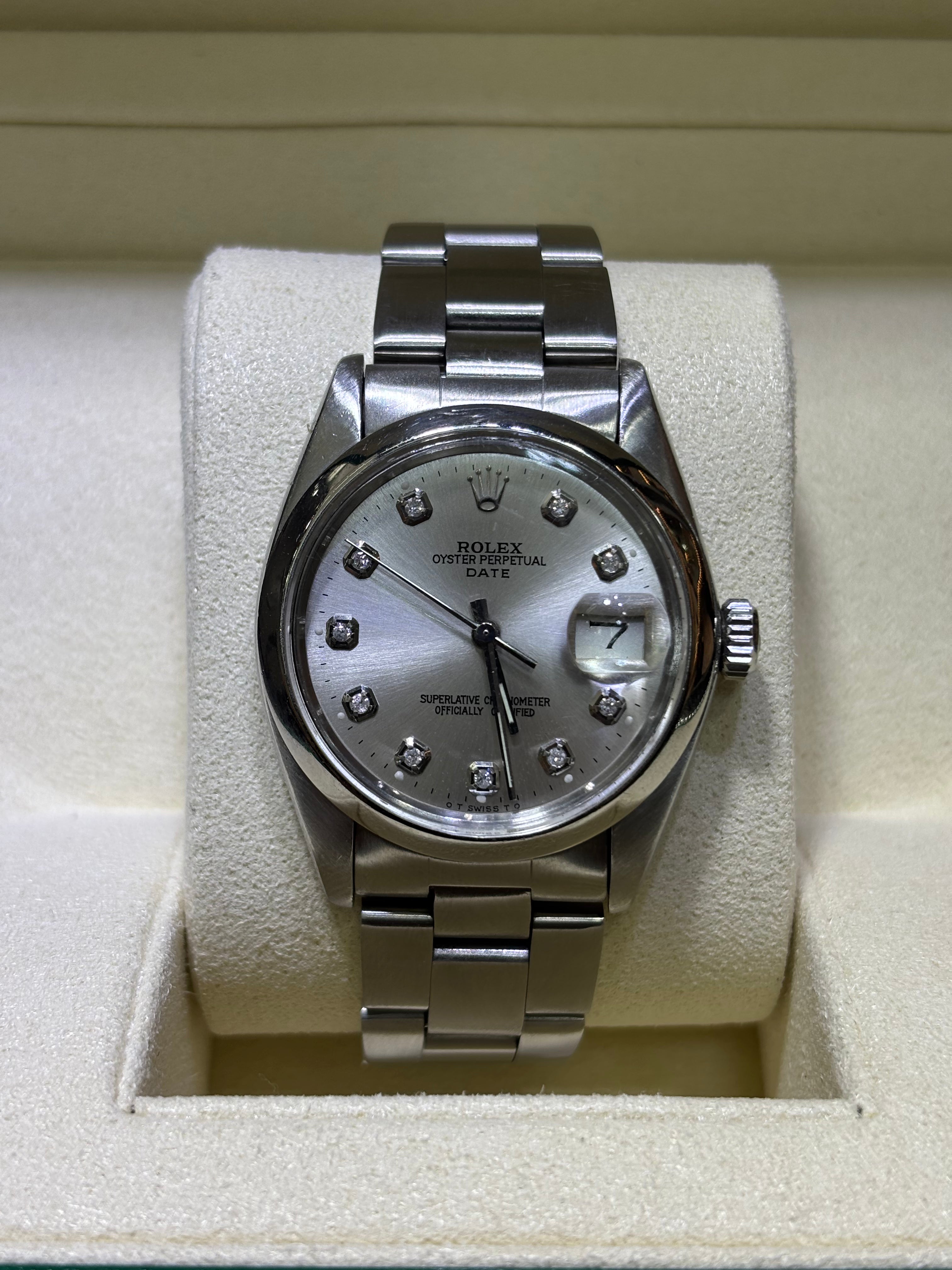 34MM DATE | STEEL | OYSTER BRACELET | SILVER DIAMOND DIAL