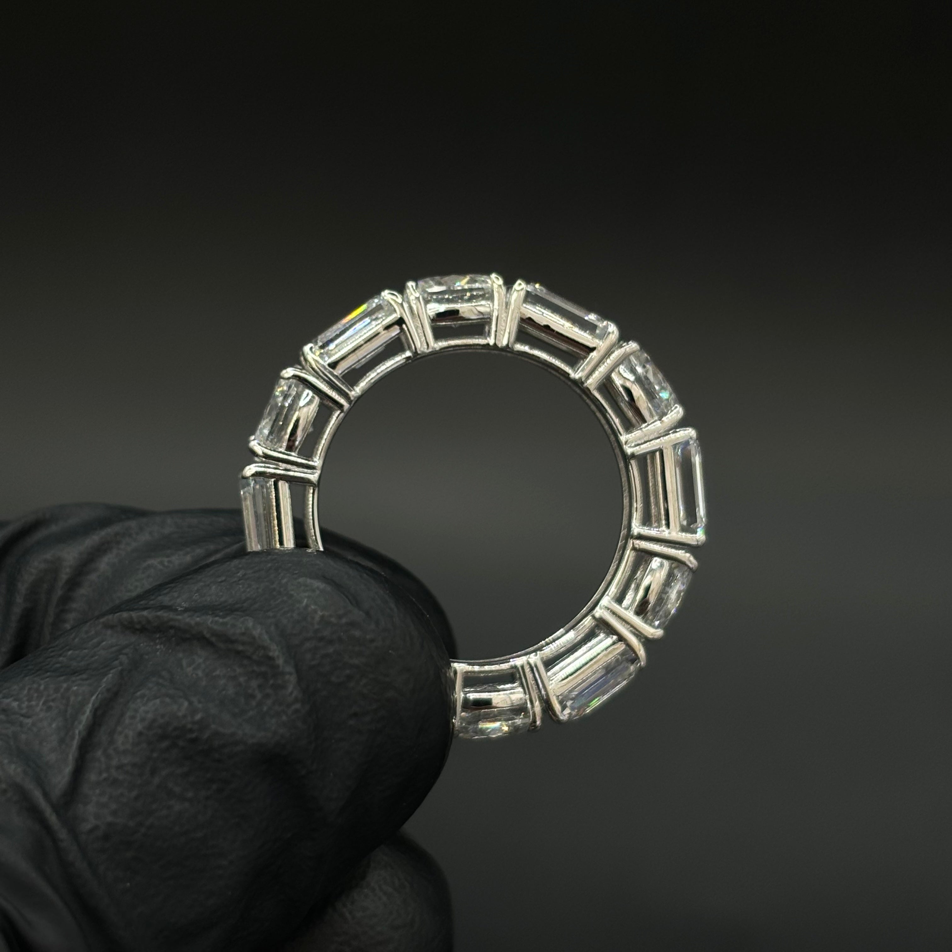14k VVS Oval/Emerald Diamond Eternity Band CVD Ring