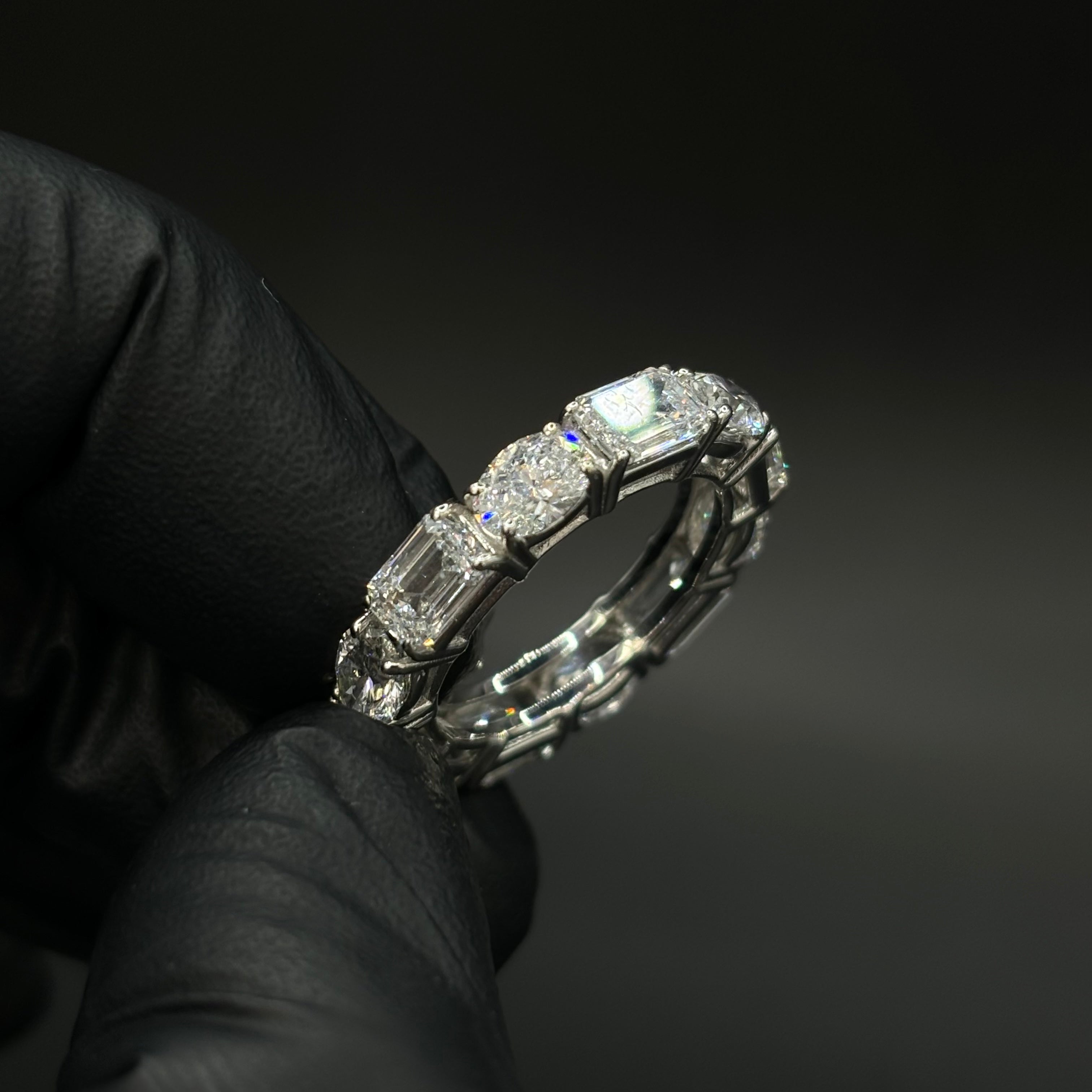 14k VVS Oval/Emerald Diamond Eternity Band CVD Ring