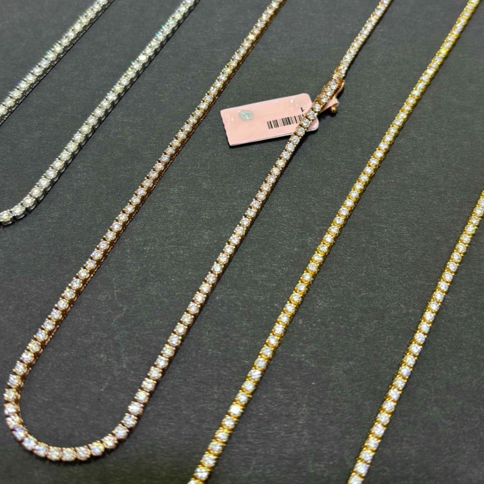 VVS Iced Out Tennis Chain Necklace CVD Yellow Gold